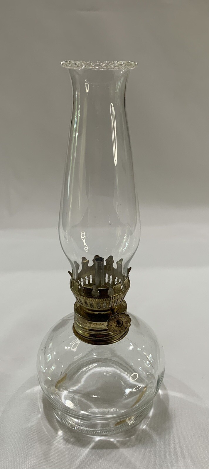 Miniature LampLight Farms Clear Glass Oil Lamp 8” Lamp Light Vintage Italy