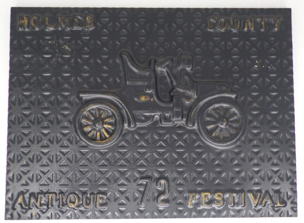 Wooden Plaque 1972 Holmes County Antique Festival Millersburg Ohio Antique Car