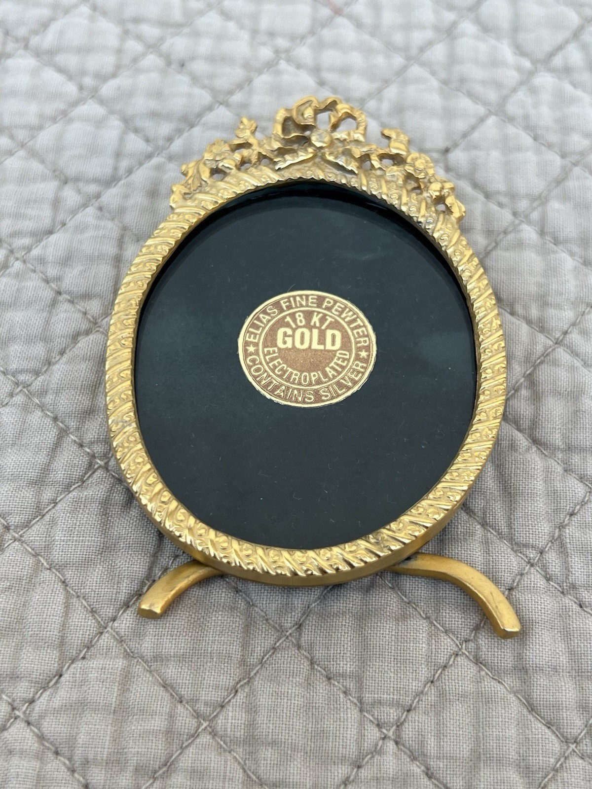 Vtg 1995 Elias 18KT Gold Plated Fine Pewter Frame, 2\
