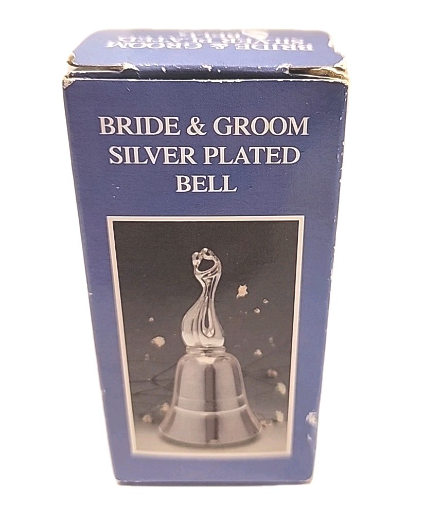 Engravable Lavie International Silver Plated Bride & Groom Bell Wedding Bell Engravable Lavie International Silver Plated Bride & Groom Bell Wedding Bell