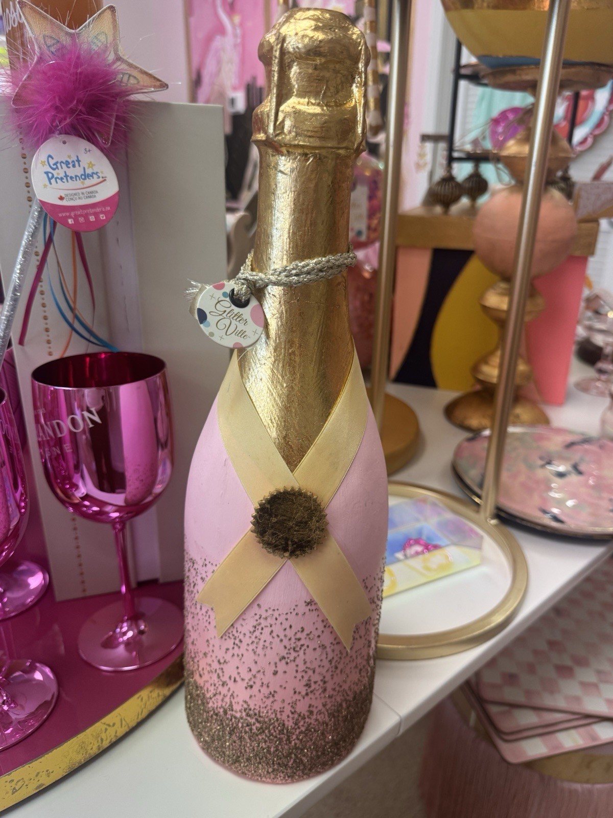 Glitterville Studios Champagne Bottle Display NWT Glitterville Studios Champagne Bottle Display NWT