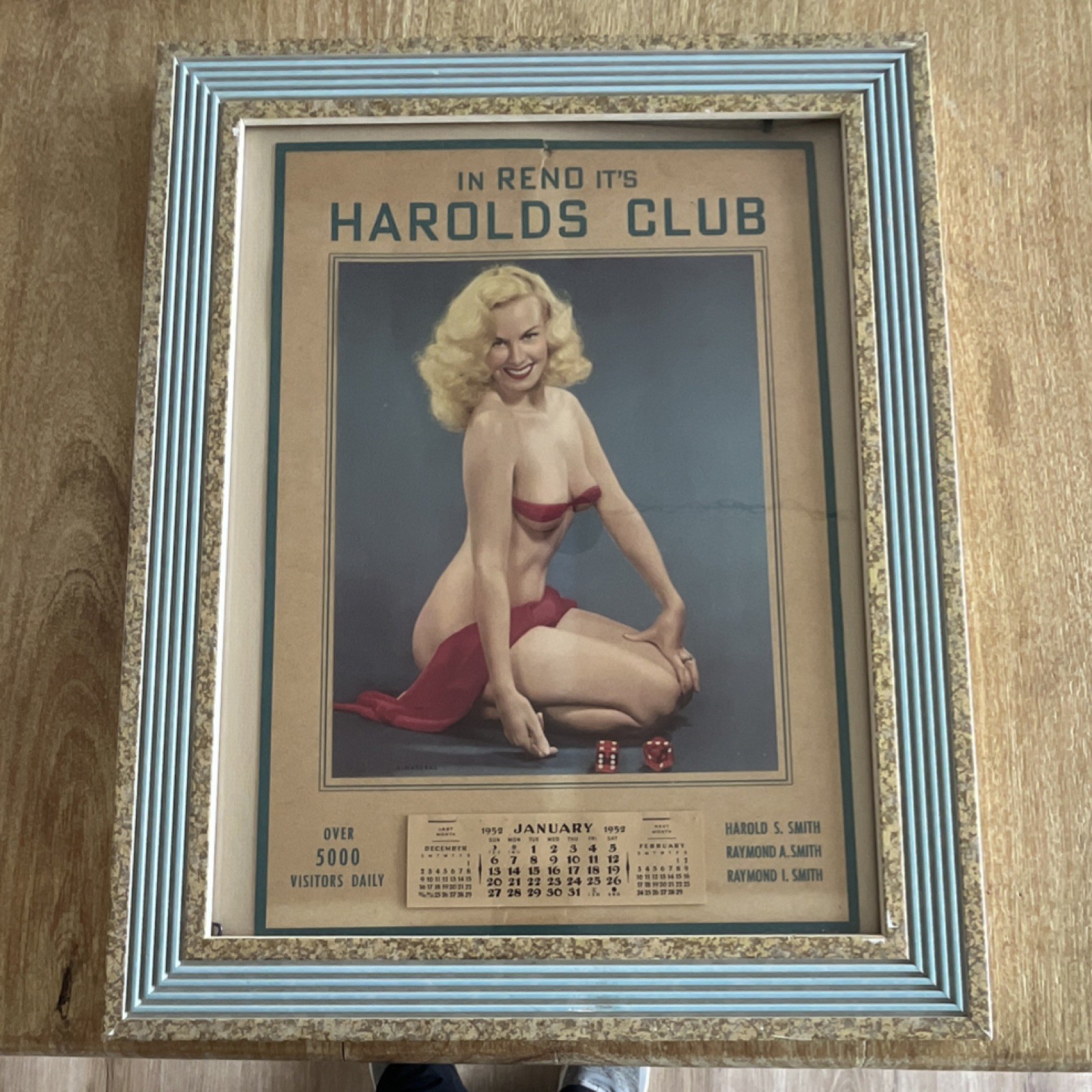 Framed 1952 Harold’s Club Pin Up Art Framed 1952 Harold’s Club Pin Up Art