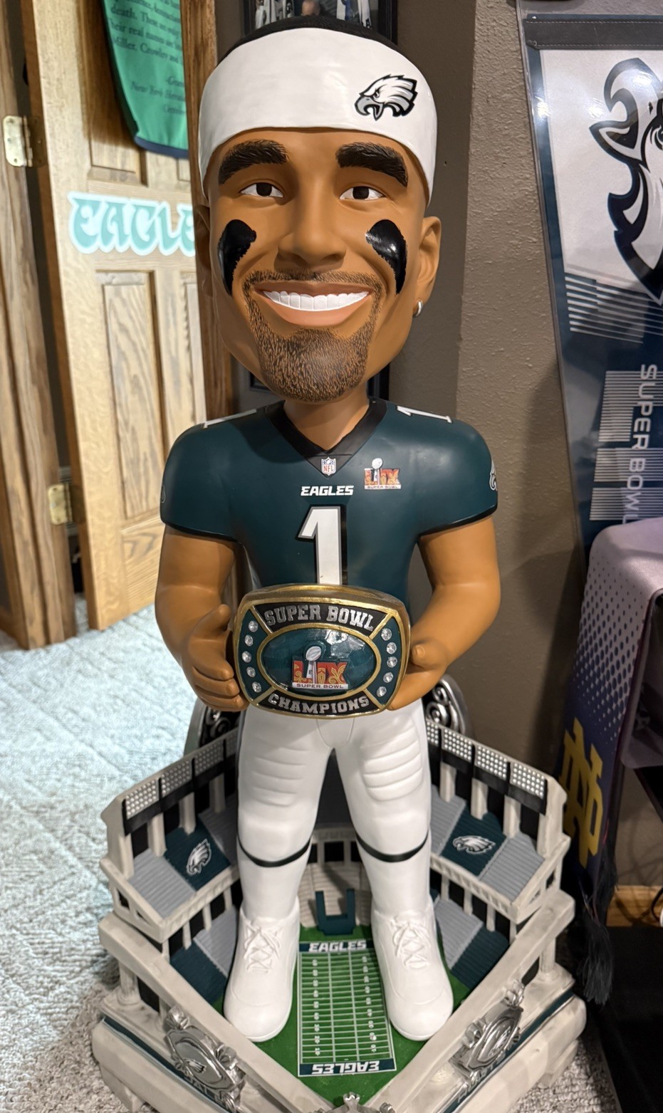 Jalen Hurts Philadelphia Eagles Super Bowl LIX Champions 3 Foot Bobblehead 6/50