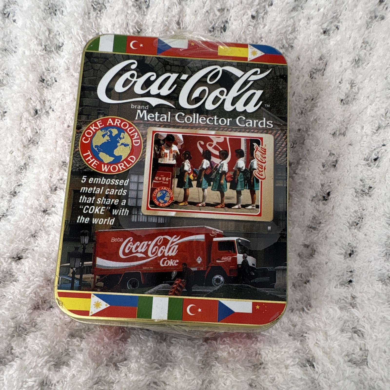 Vintage 1996 Coca-Cola Metal Collector Cards Tin Coke Around The World SEALED