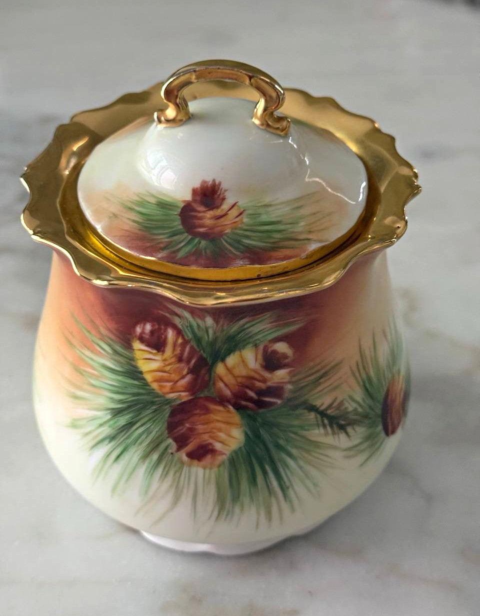 Antique Crowned Eagle Austria Biscuit Jar, Fine Porcelain Cookie Barrel c.1900 