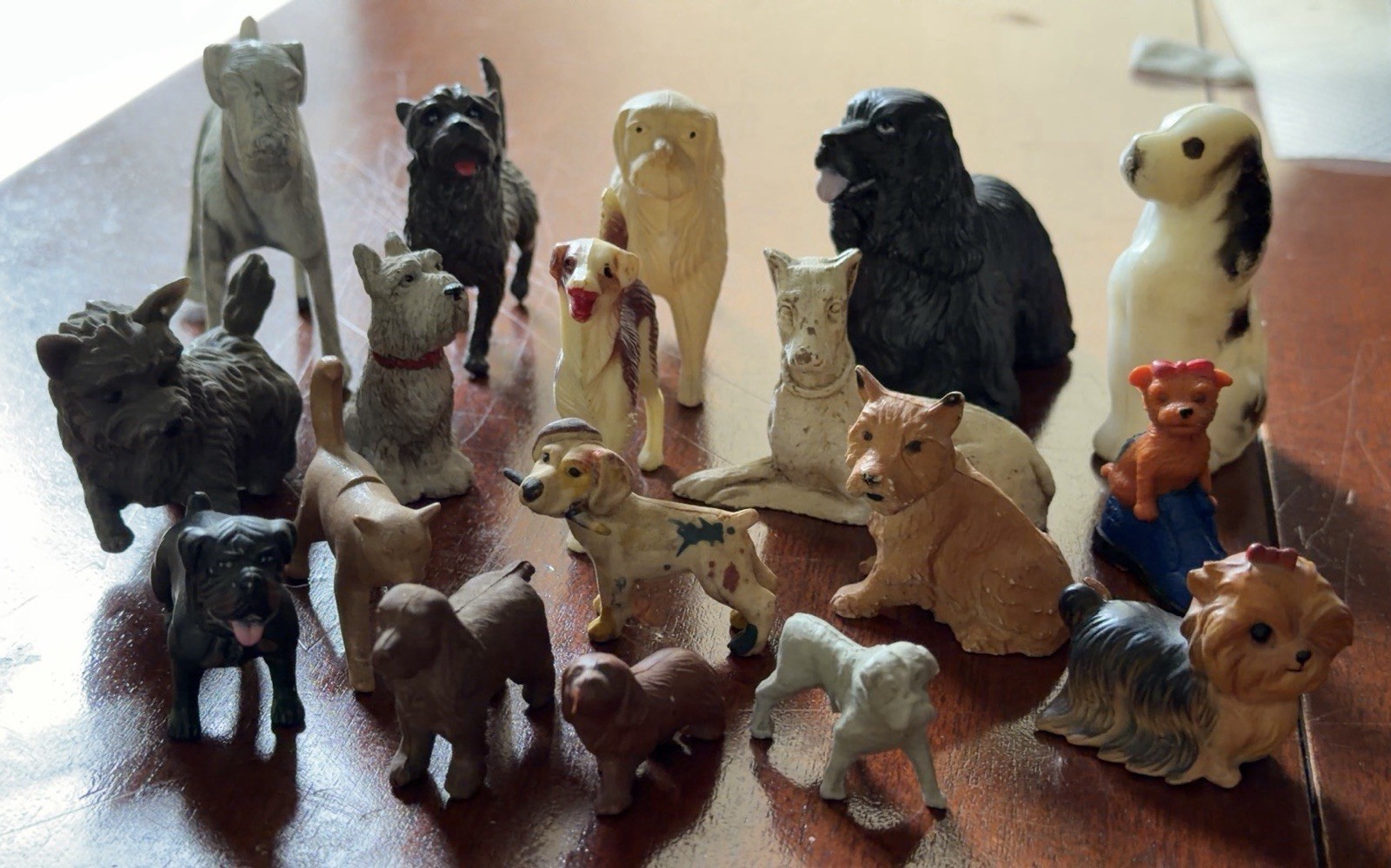 Small Miniature Dog Breed Plastics Lot ~ 18 Figures ~ Celluloid ~ Acrylic