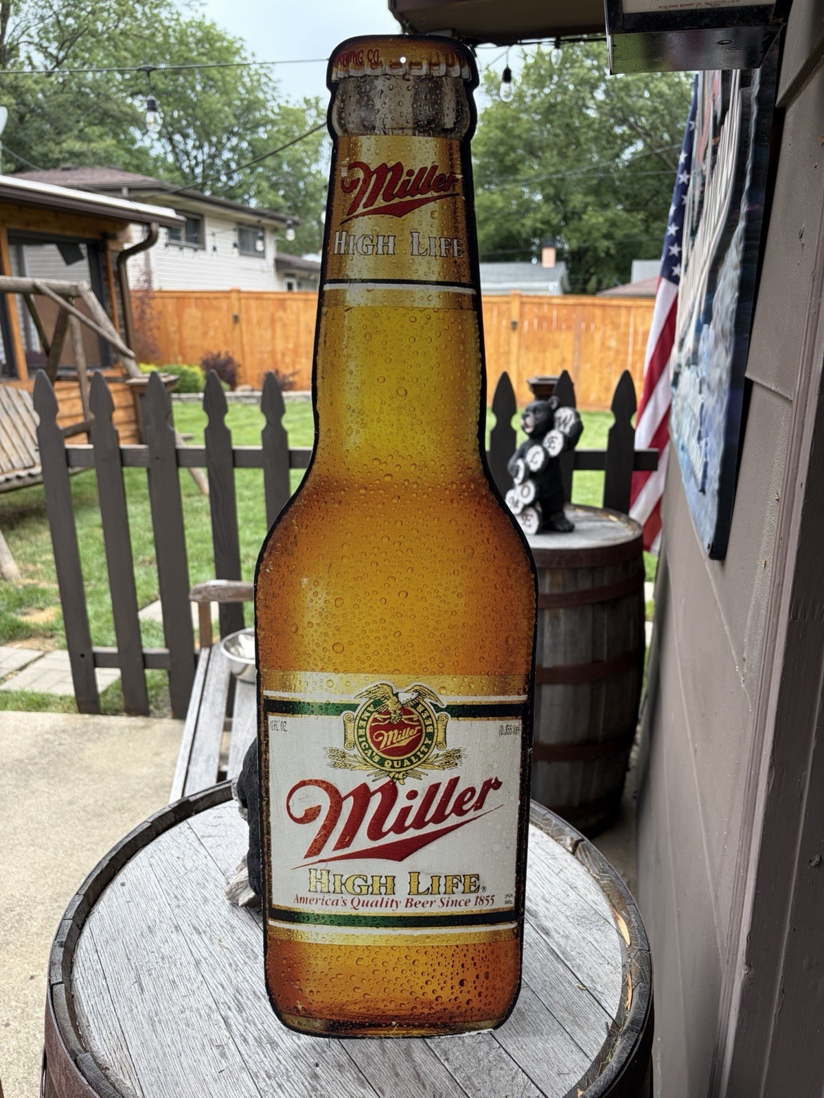 Vintage Miller High Life Beer Bottle Metal Tin Tacker Sign