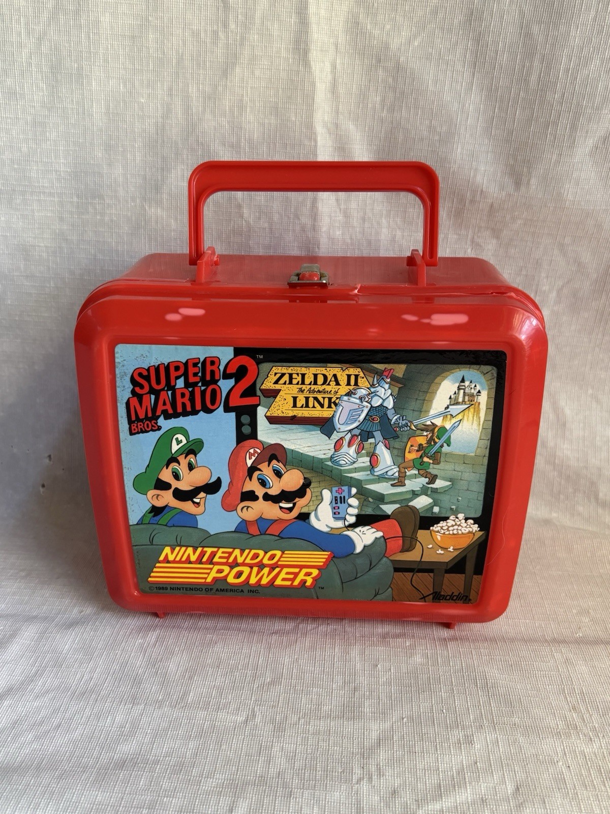 Vintage 1989 Nintendo Power Lunch Box Super Mario Bros 2 Zelda II Aladdin