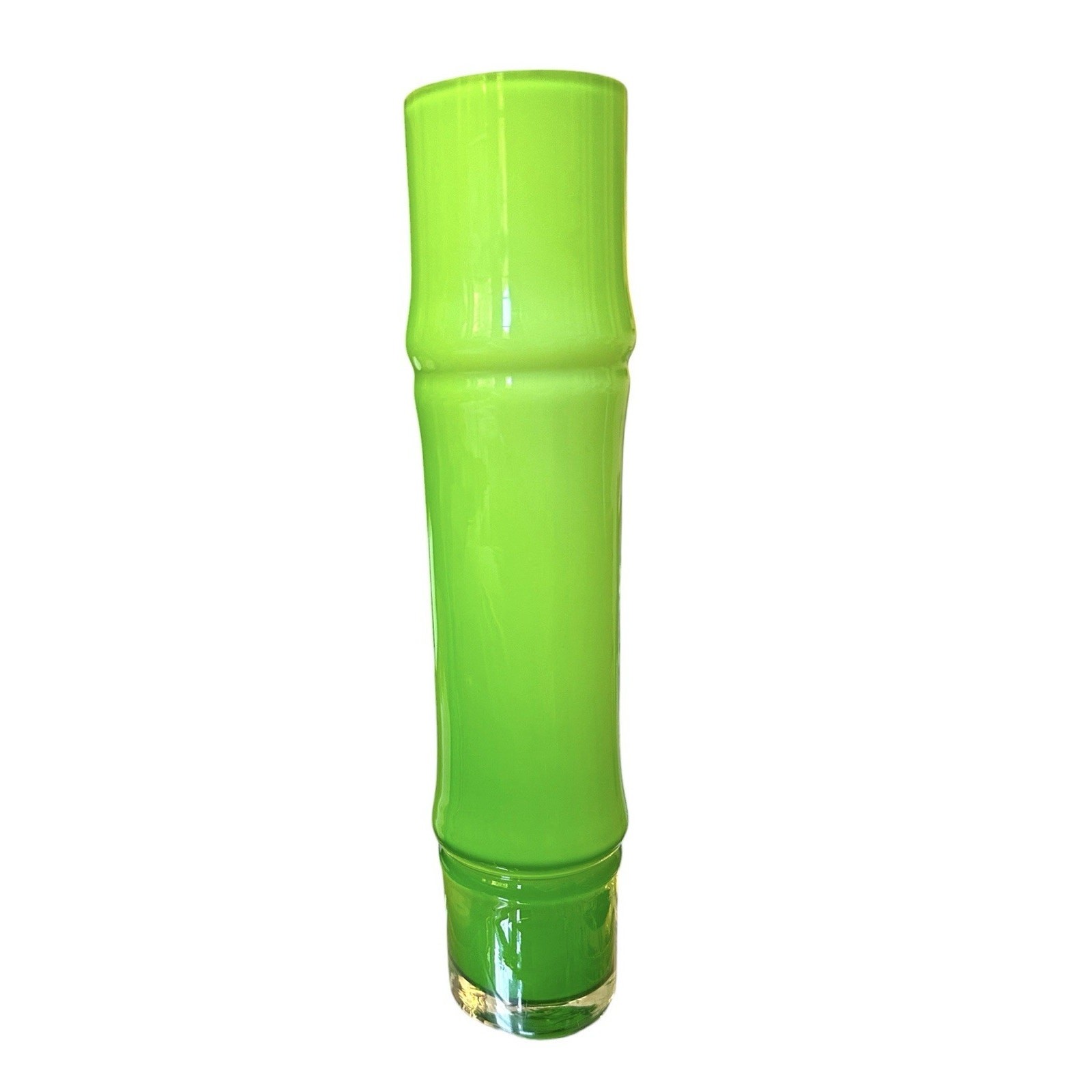 Mid Century Bo Borgström Green Bamboo Vase Green Art Glass Vase 11” Tall Sweden Mid Century Bo Borgström Green Bamboo Vase Green Art Glass Vase 11” Tall Sweden