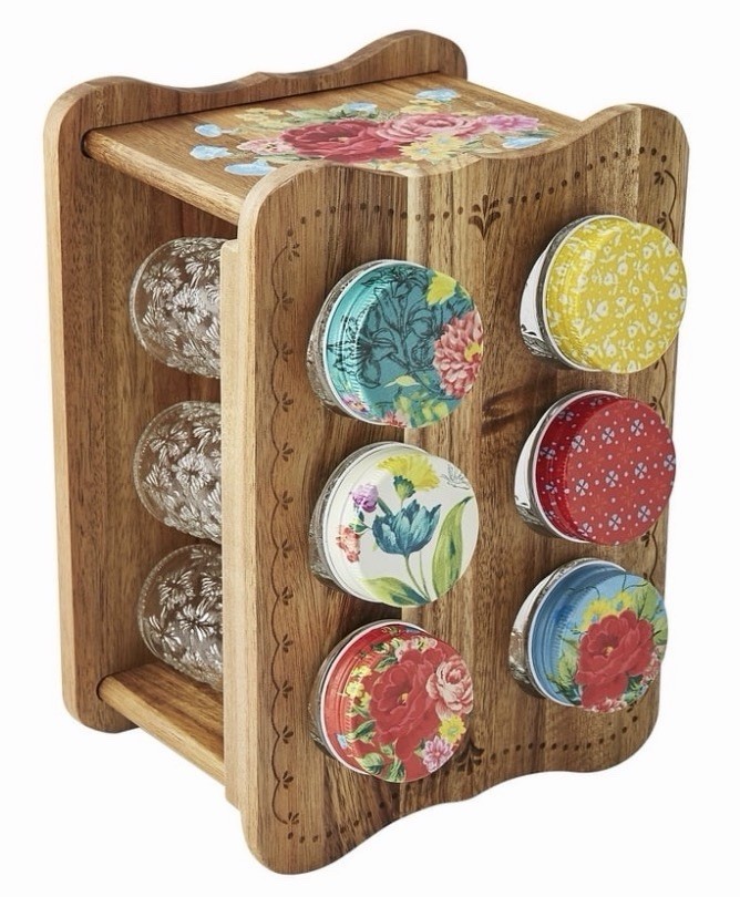 Pioneer Woman Spice Rack Glass Jar Set 7pc Wildflower Whimsy Floral Acacia Wood Pioneer Woman Spice Rack Glass Jar Set 7pc Wildflower Whimsy Floral Acacia Wood