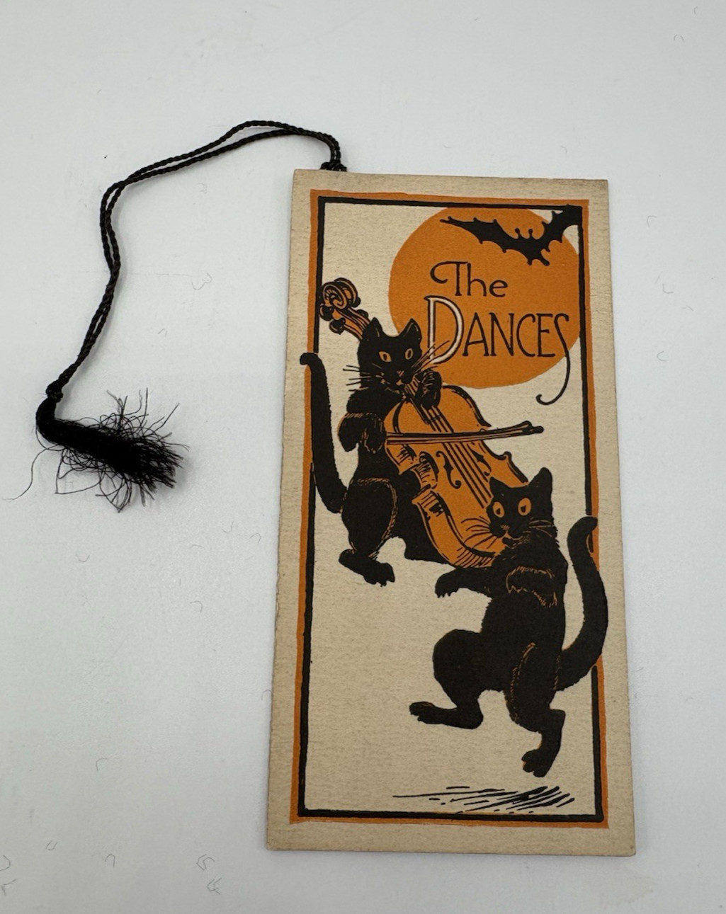 Vintage 1920's ANTIQUE HALLOWEEN PARTY DANCE CARD BLACK CATS CELLO BAT MOON Vintage 1920's ANTIQUE HALLOWEEN PARTY DANCE CARD BLACK CATS CELLO BAT MOON