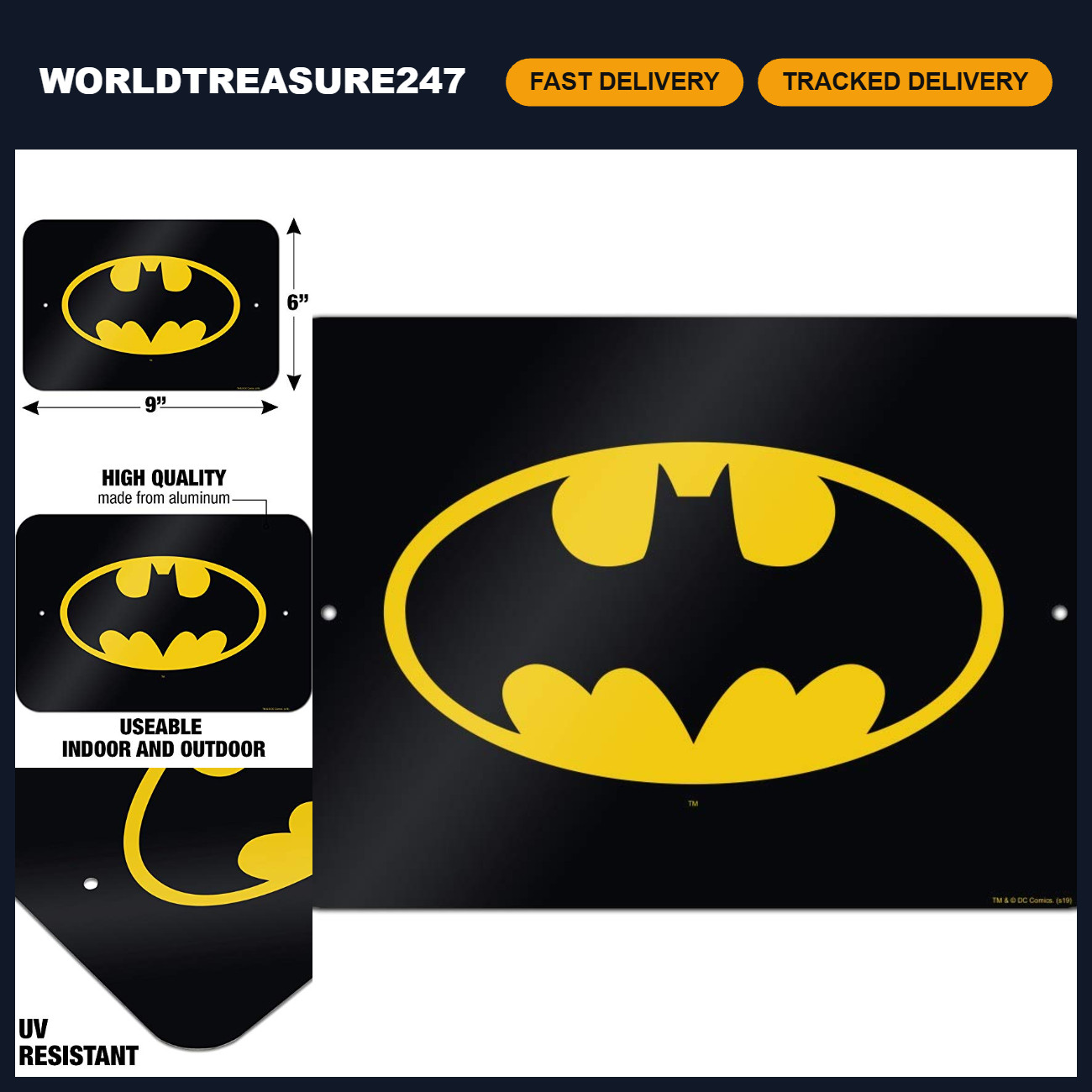 Classic Batman Bat Shield Logo Sign for Home or Office - Perfect for Fans & Deco