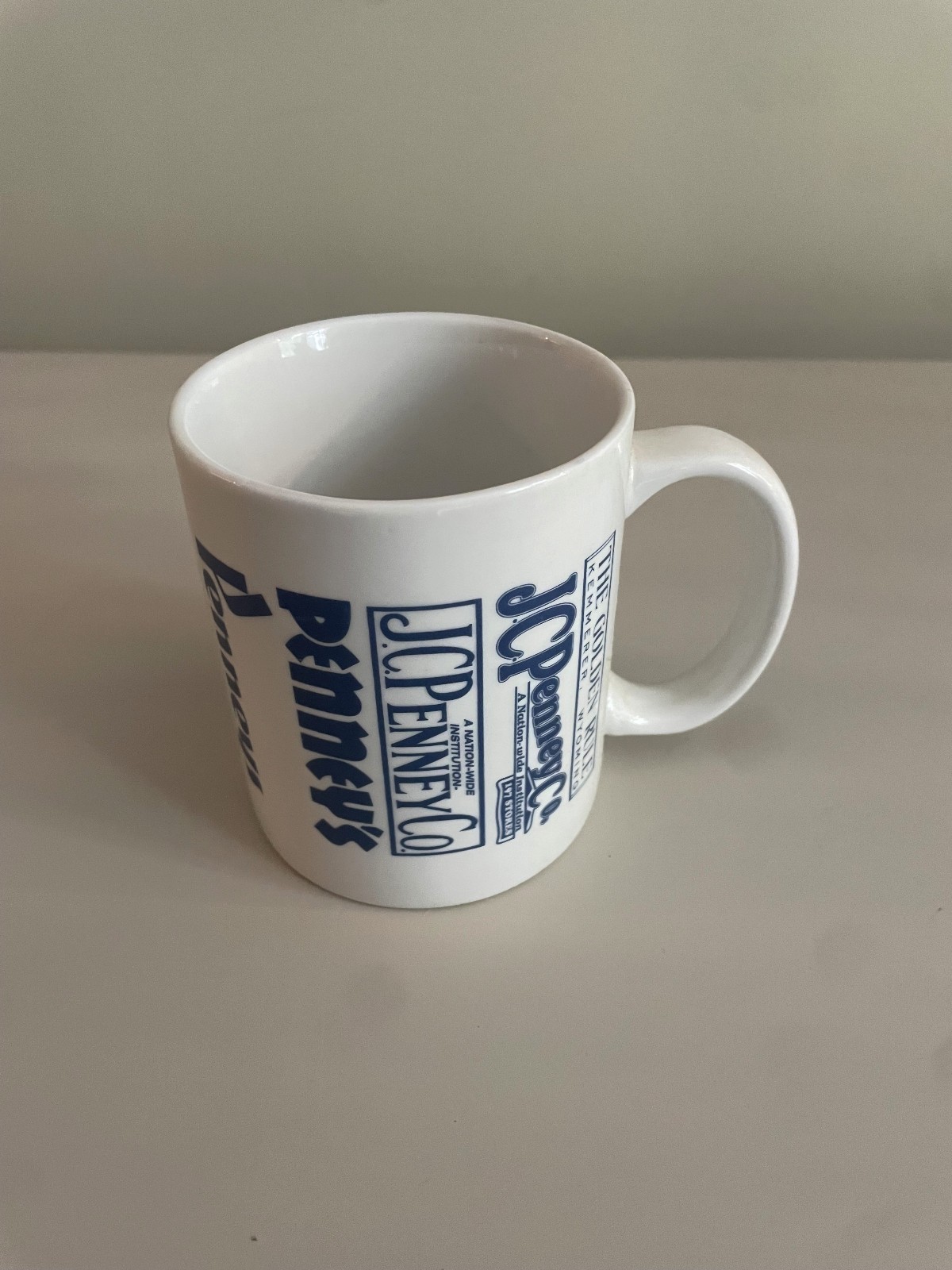 VTG Vintage JC Penney Co Ceramic Coffee Mug Penneys Logo Advertising Dept Store