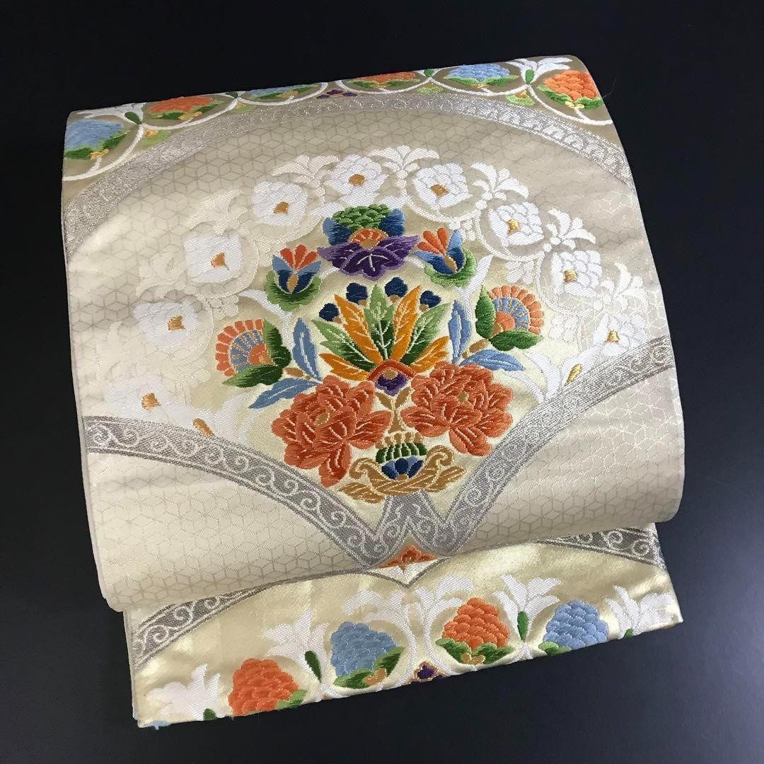 Unbranded Vintage Silk Kimono Obi Belt 436cm Long, Elegant Japanese Fabric