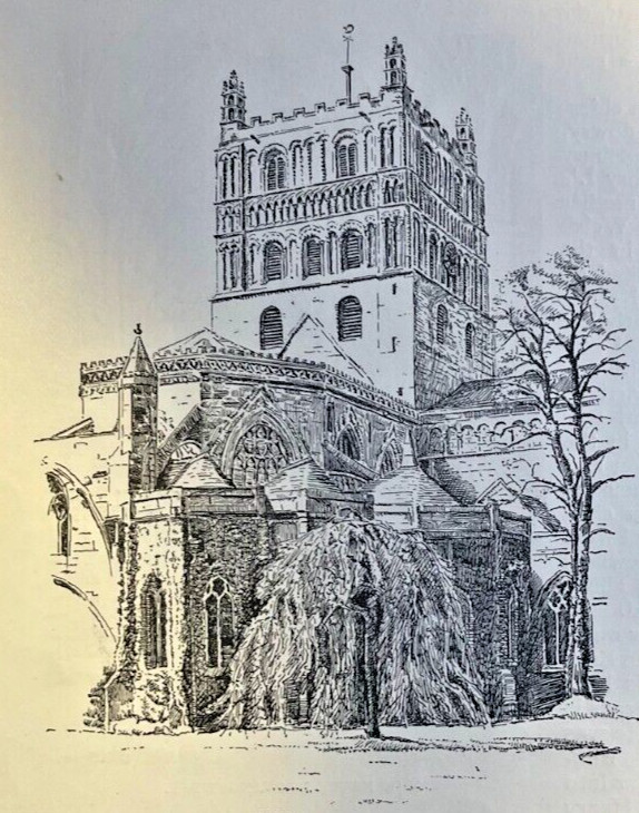 1890 England Tewkesbury Abbey illustrated