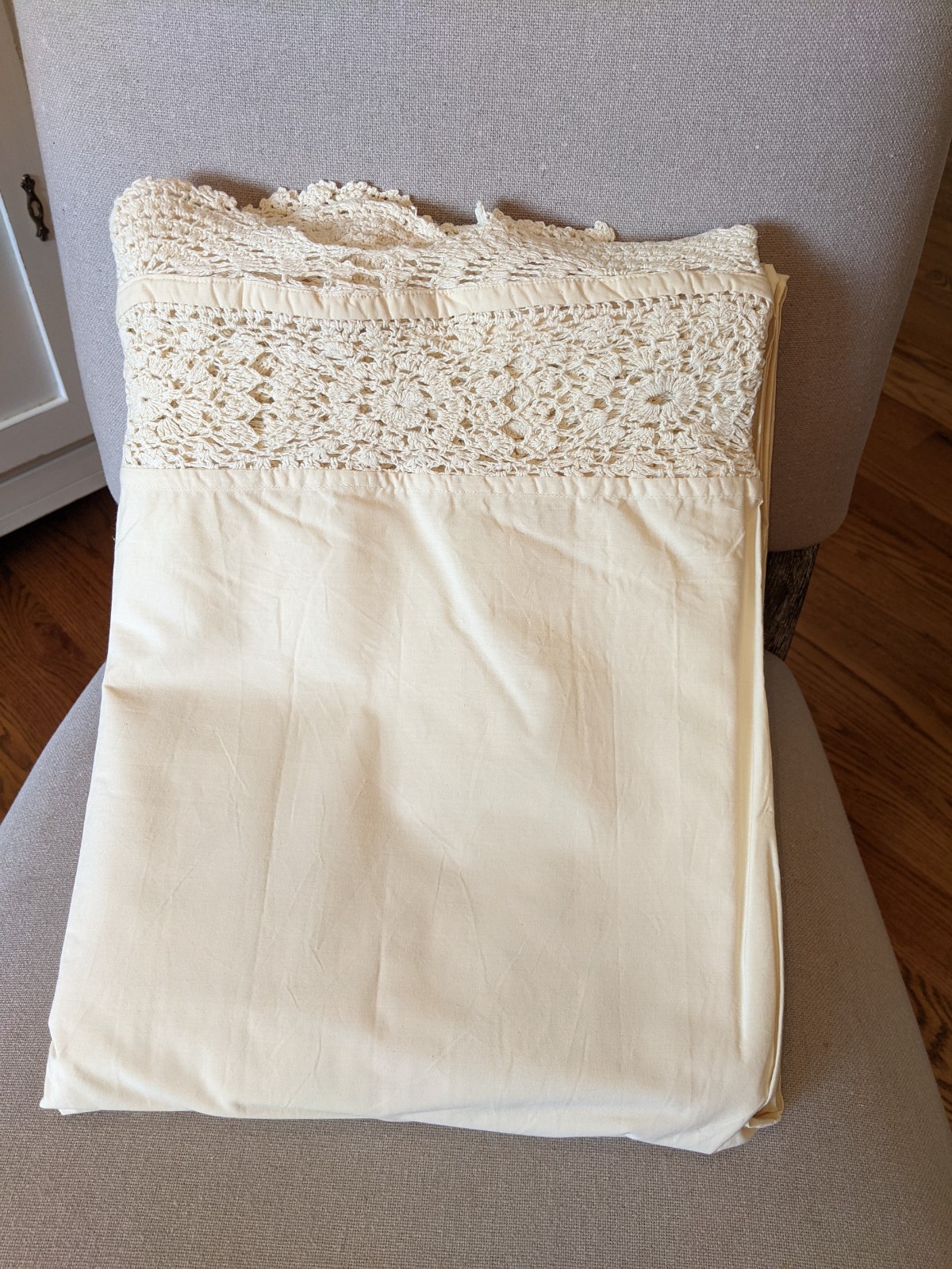 Vintage New Original Pkg. Crochet Sheet Set Full Ecru by Hanover Vintage New Original Pkg. Crochet Sheet Set Full Ecru by Hanover