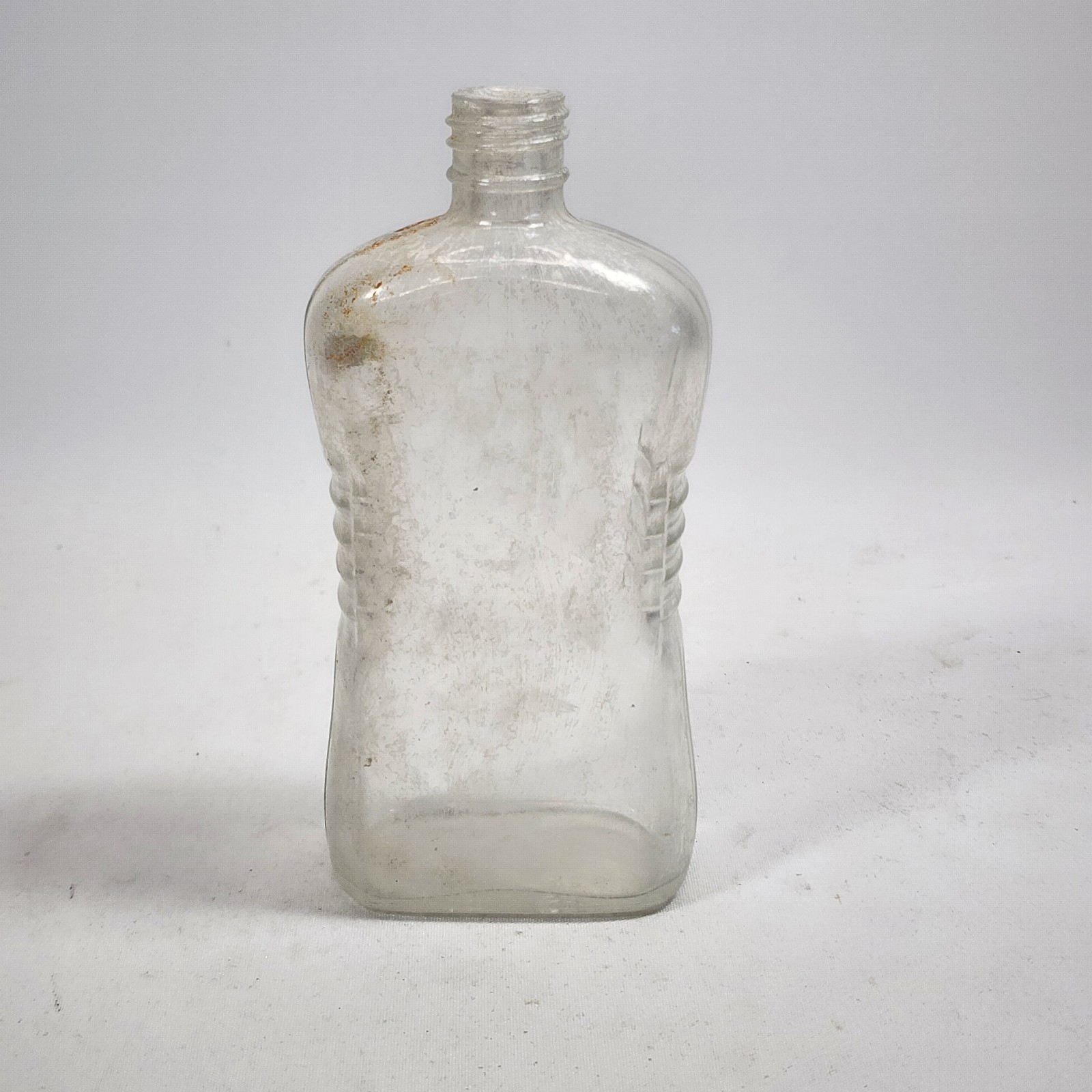 Vintage Clear Glass Liquor Flask Bottle Armstrong Cork Company Old Collectibles