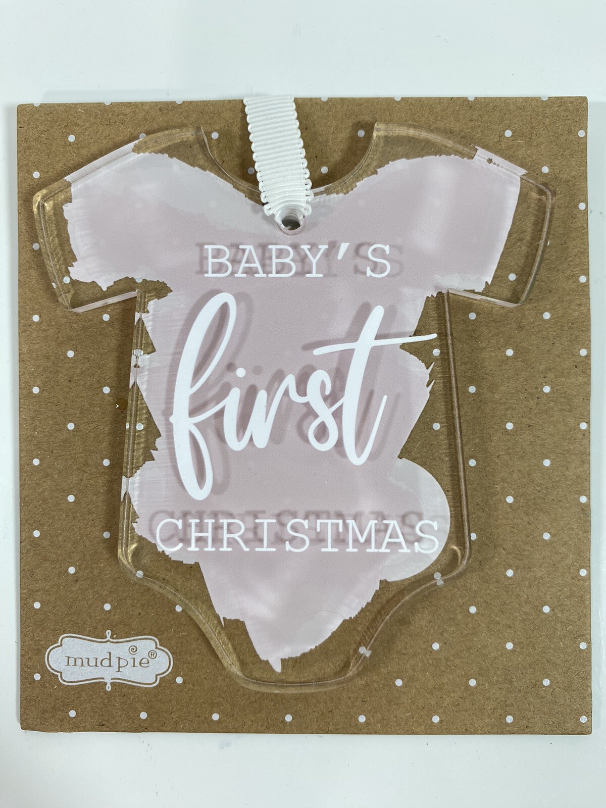 Mud Pie Baby’s 1st Christmas Ornament Pink Hanging Bodysuit Girl