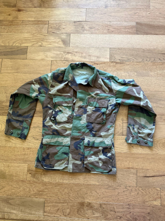 Vintage 1987 DLA Contract USGI M81 Woodland Camo BDU Combat Coat Jacket Medium
