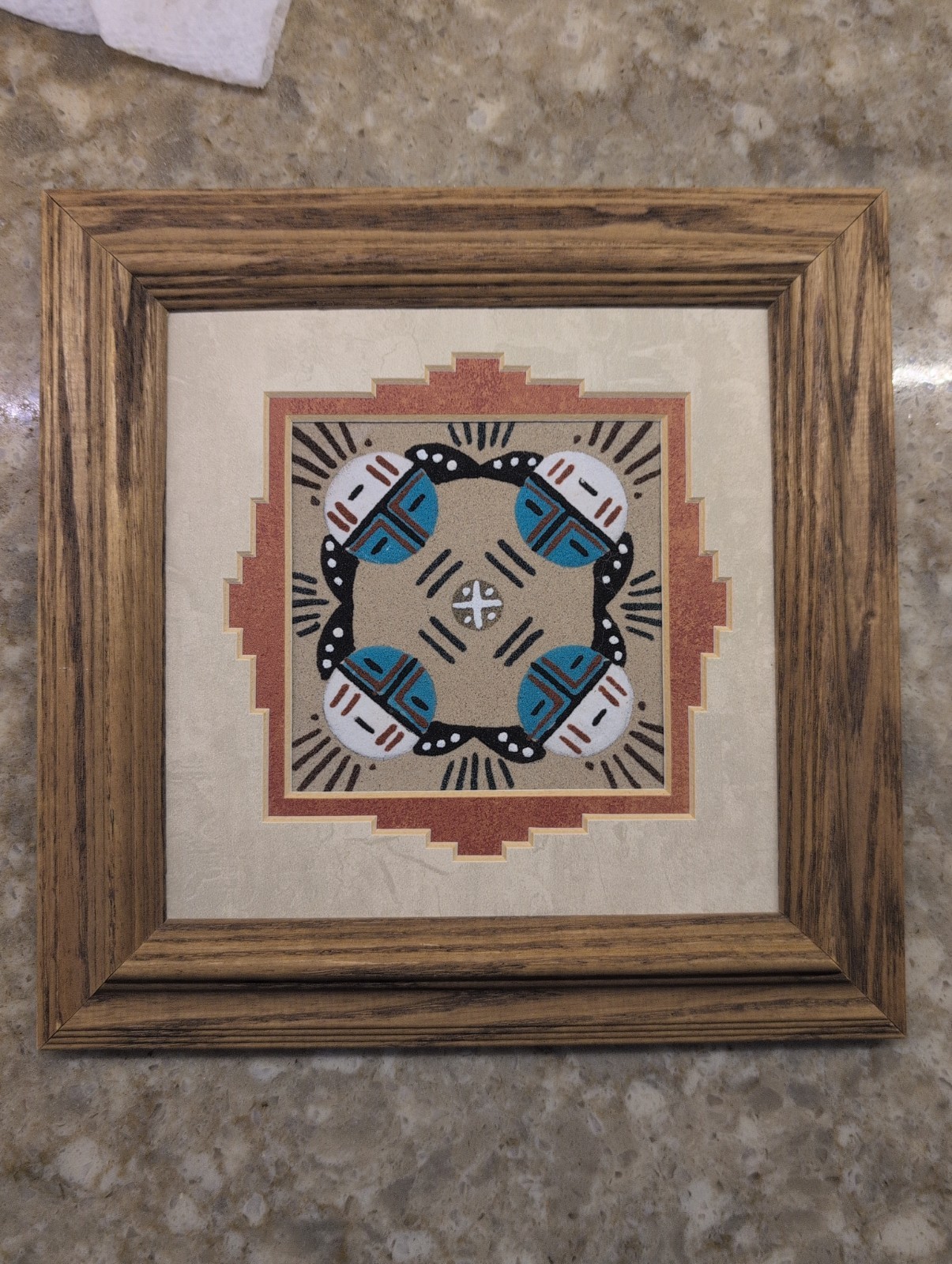 Authentic Navajo Sand Painting VTG 7x7 Native American Healing Art 