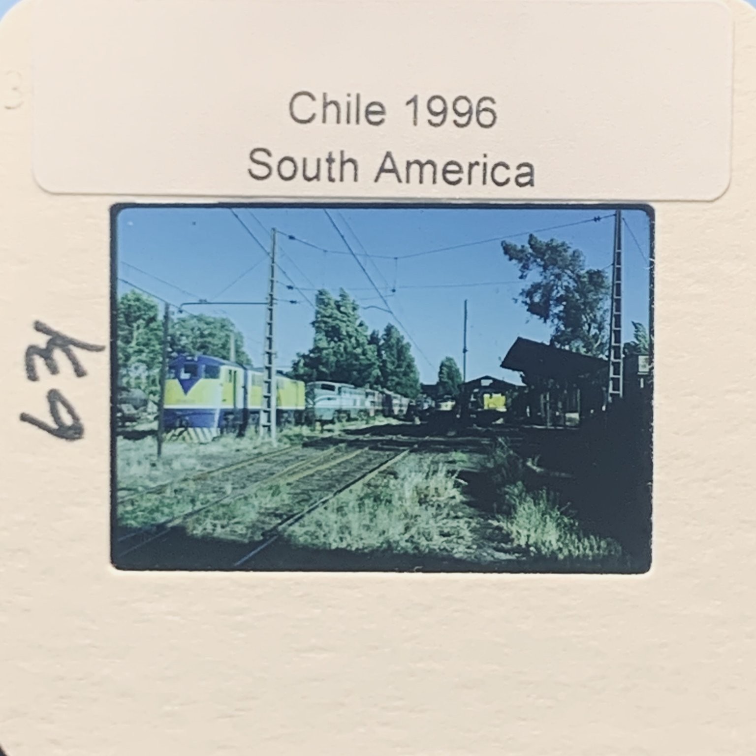 1996 Chile Train Railroad Station 35mm Slide South America Locomotive Vintage 1996 Chile Train Railroad Station 35mm Slide South America Locomotive Vintage