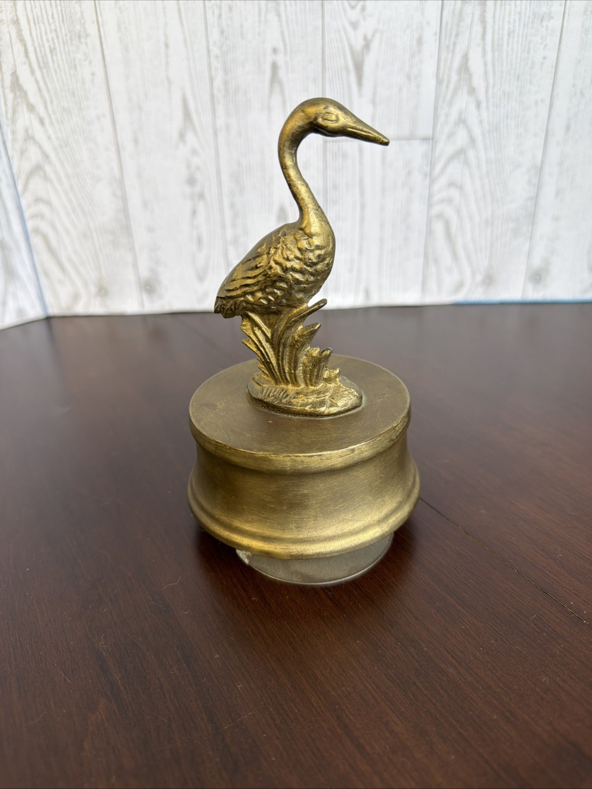 Vintage Brass Music Box Bird (Crane Stork Swan)