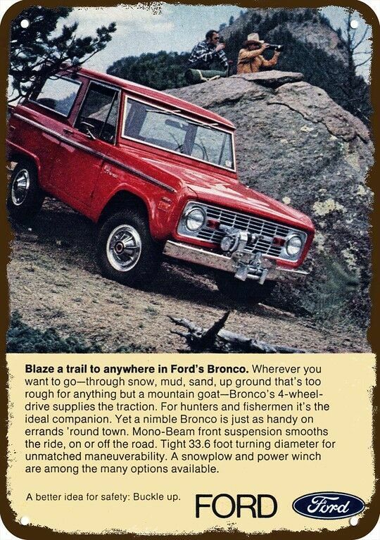 1971 FORD BRONCO 4X4 SUV Hunt Hunting Vintage-Look DECORATIVE REPLICA METAL SIGN 1971 FORD BRONCO 4X4 SUV Hunt Hunting Vintage-Look DECORATIVE REPLICA METAL SIGN