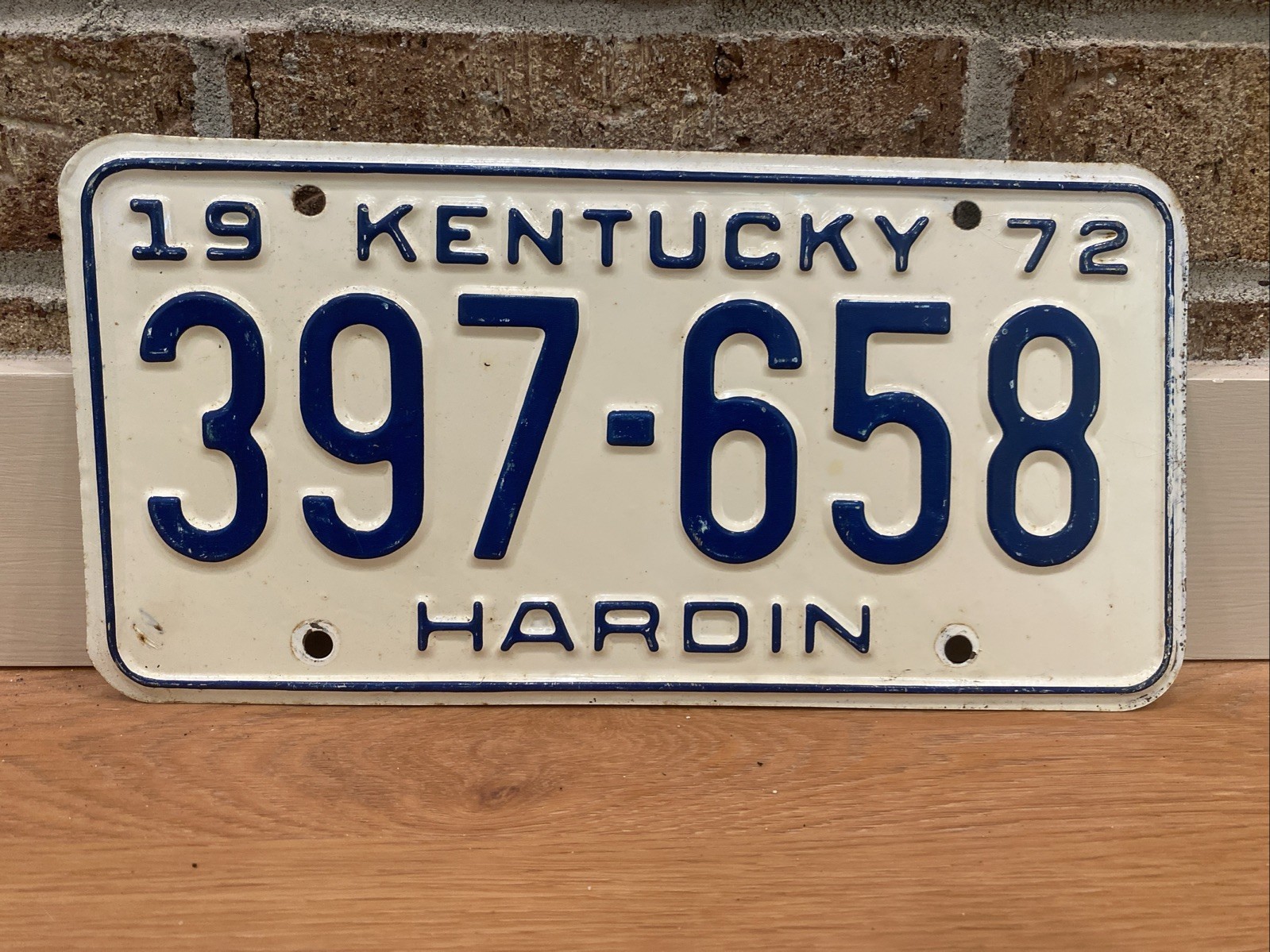 1972 Kentucky license plate - Hardin County 397-658