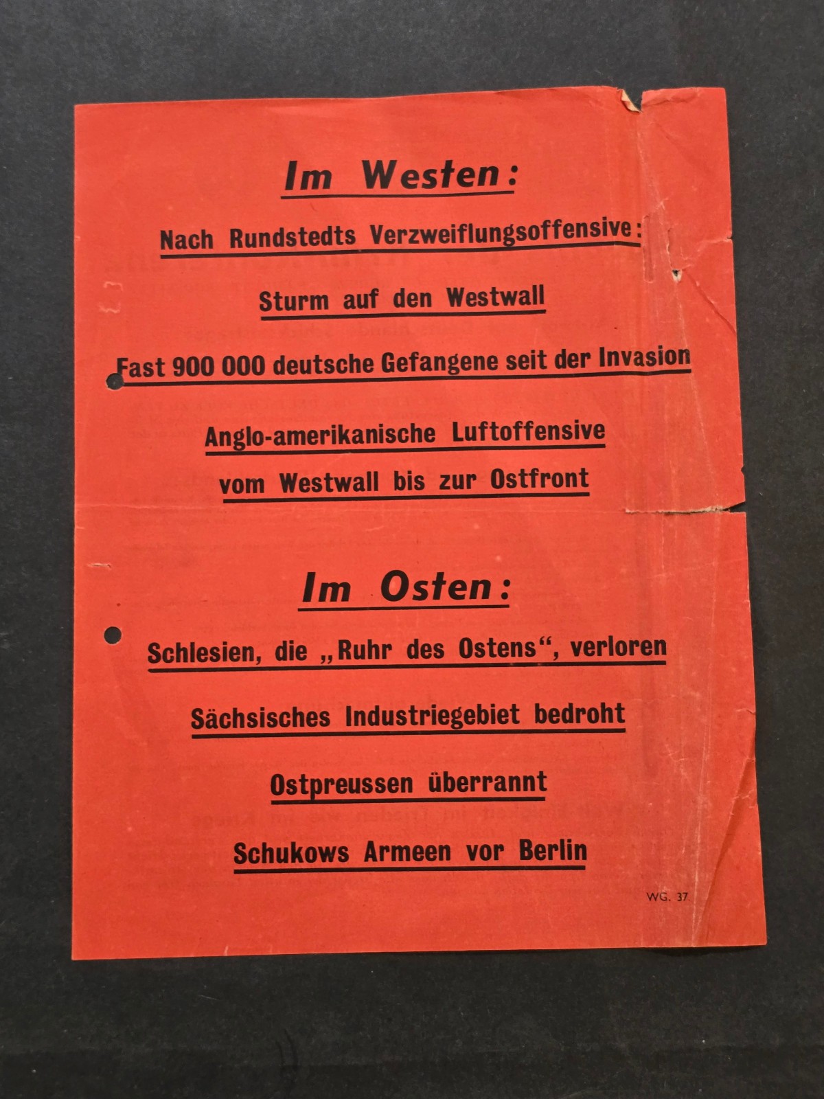 WWII German Wartime Propaganda Leaflet Krim Conference Allied Terms Document