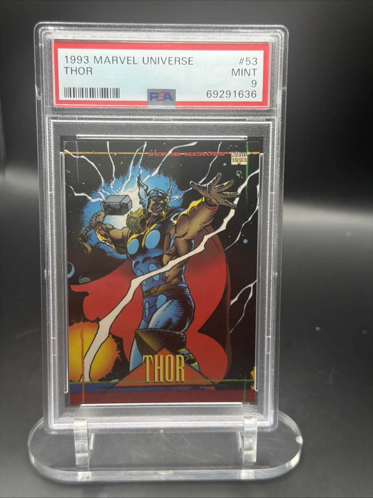 1993 SKYBOX MARVEL UNIVERSE SERIES 4 THOR #53 AVENGERS TRADING CARD | PSA 9 MINT 1993 SKYBOX MARVEL UNIVERSE SERIES 4 THOR #53 AVENGERS TRADING CARD | PSA 9 MINT