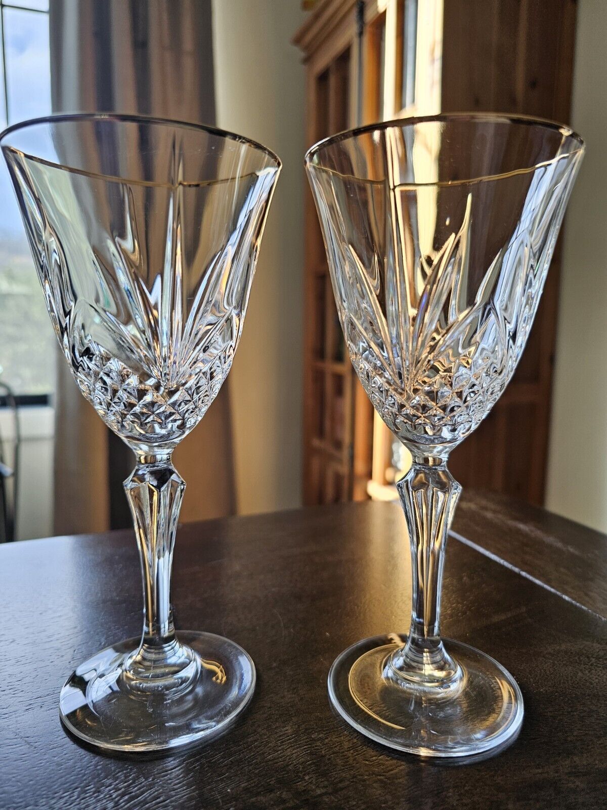 Salzberg Gold By Cristal DeFlandre Stemmed  Water Glasses W/gold Rim