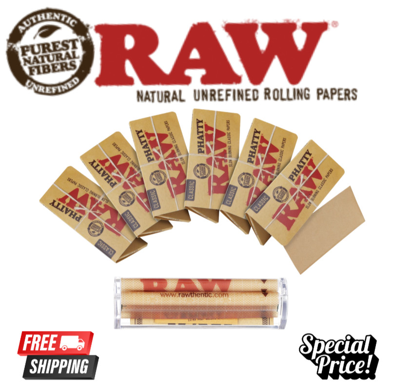 RAW Classic Phatty Papers 6 Pack + RAW Phatty 125mm Roller | Official Bundle