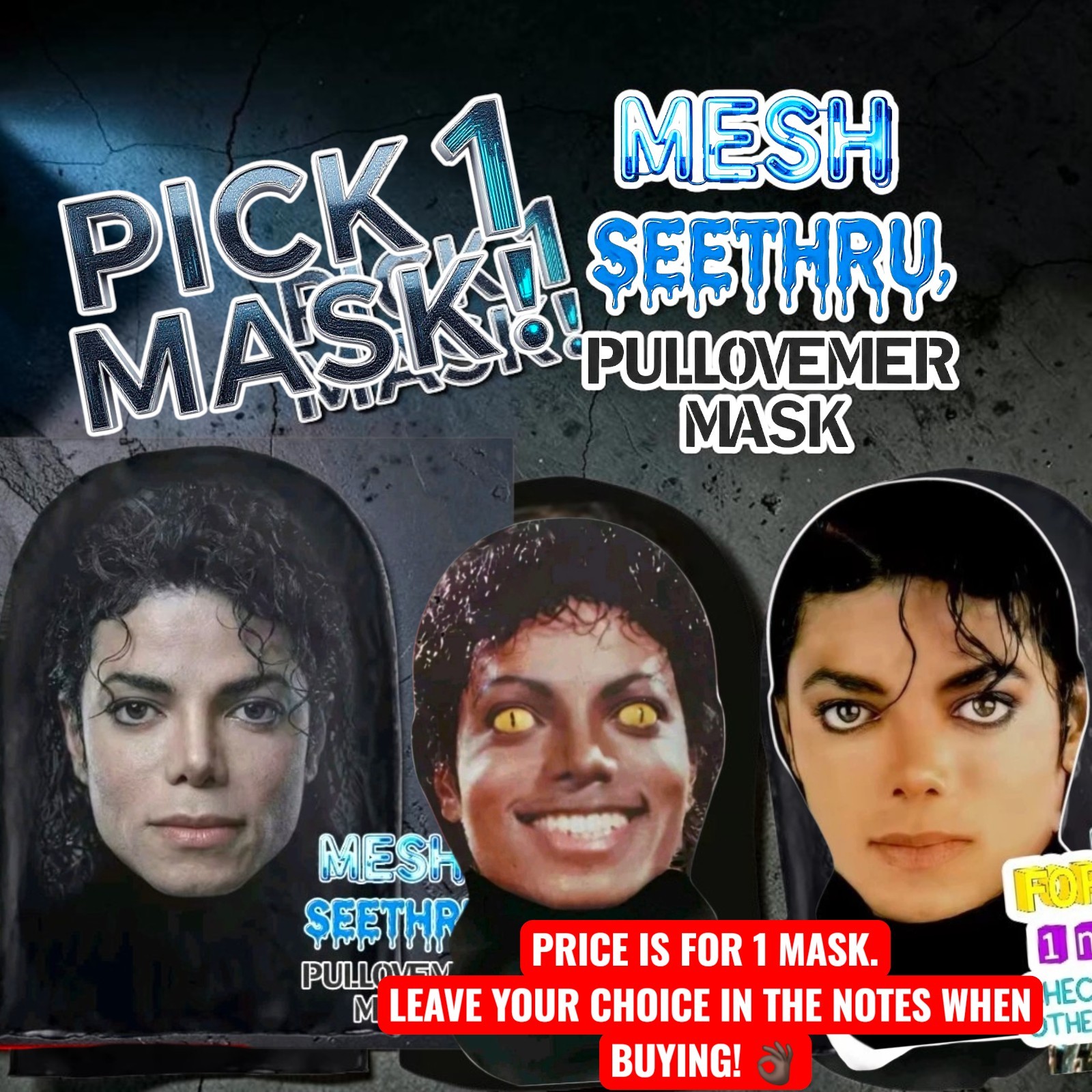 Pick-1x Mask Michael Jackson Celebrity Thriller Pullover Halloween Party Costume Pick-1x Mask Michael Jackson Celebrity Thriller Pullover Halloween Party Costume