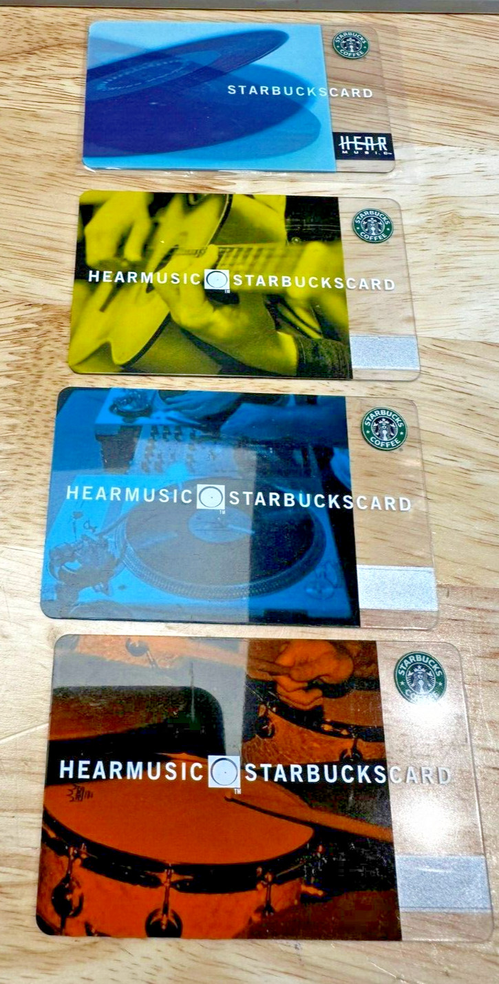 Starbucks Card 2003 - 2006 Hear Music 4 card Set Old Logo NEW Rare EXCELLENT
