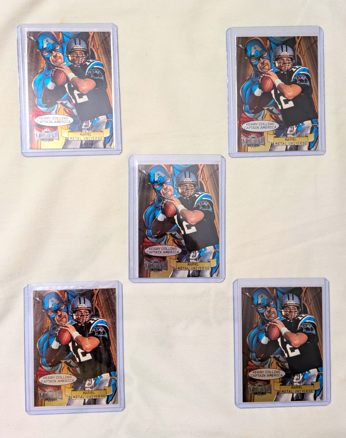 LOT OF 5 - 1997 SkyBox Marvel Metal Universe Kerry Collins Captain America 10/20