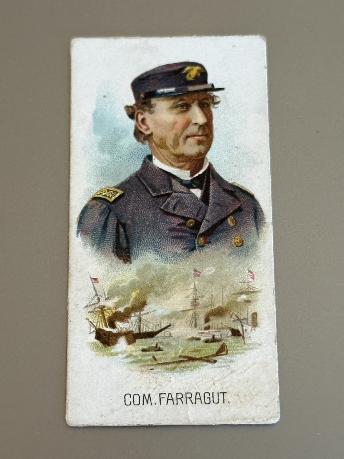 RARE COM. FARRAGUT 1889 N222 Kinney Bros. cigarettes Leaders VG+