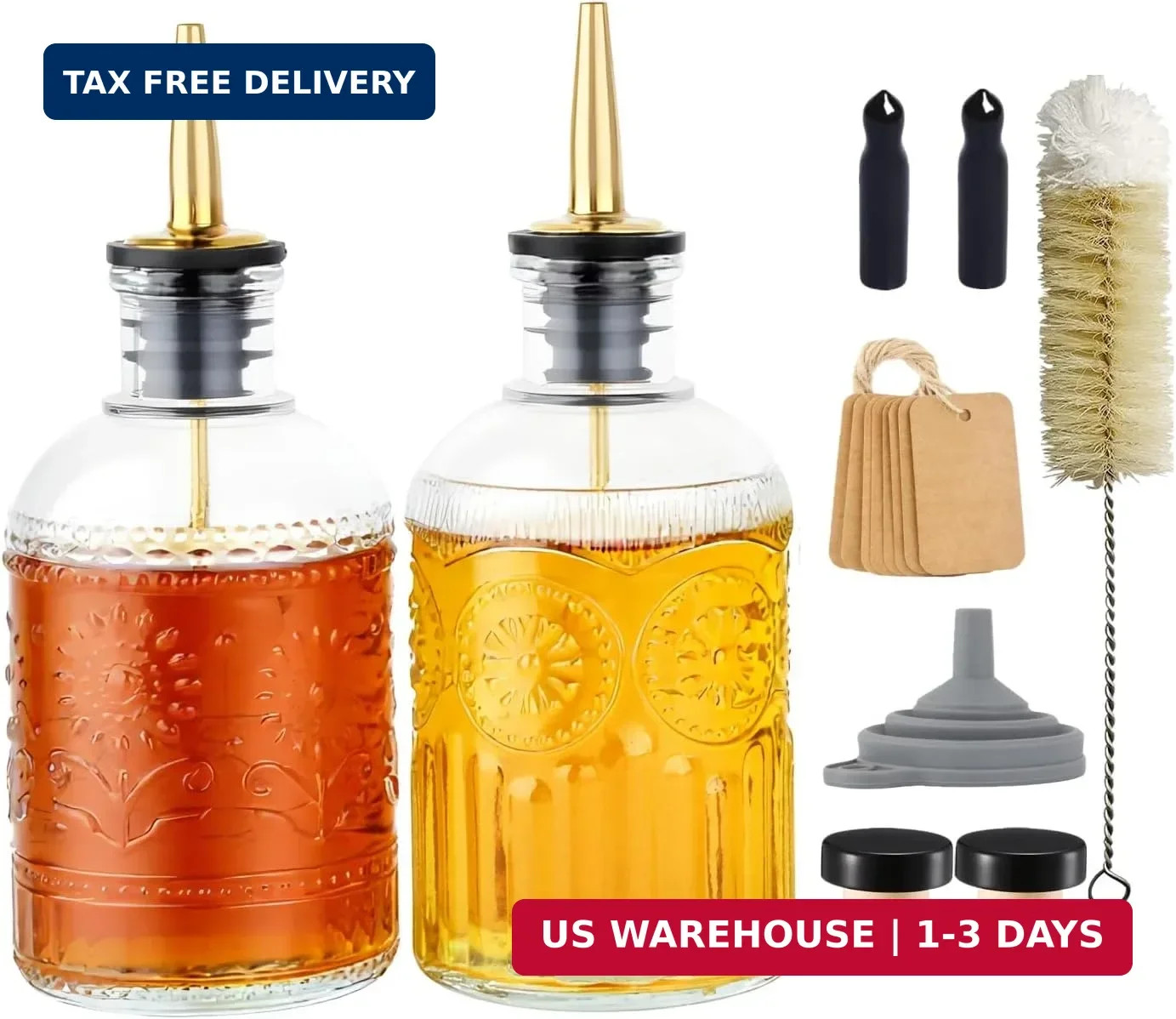 Simple Syrup Bottles Set of 2, Glass Coffee Syrup Dispenser Bottles 7 OZ With Me