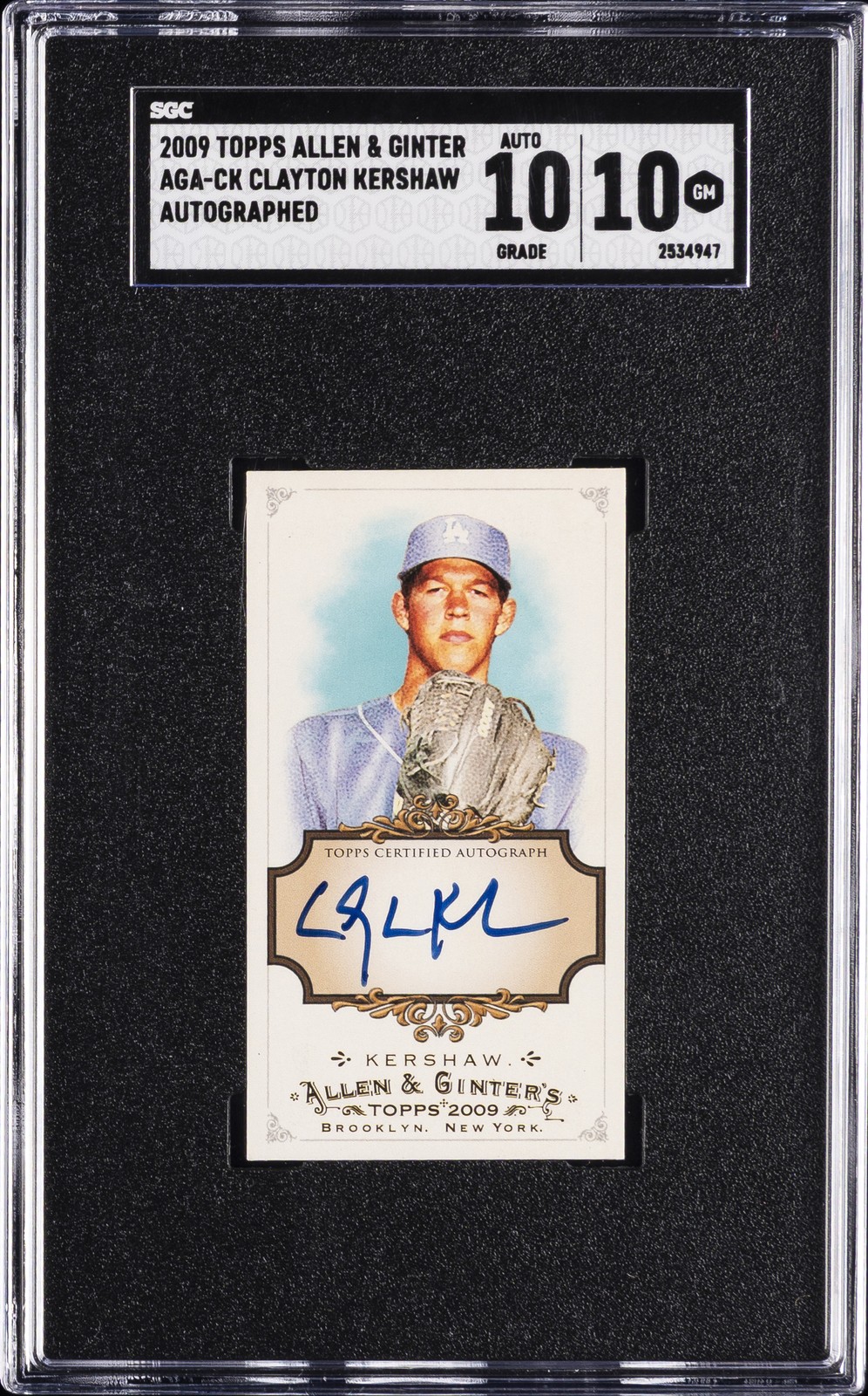 2009 ALLEN & GINTER AUTOS #AGA-CK CLAYTON KERSHAW SGC 10