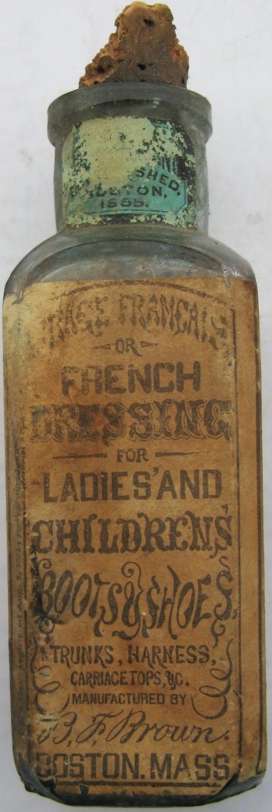 Browns French Dressing Ladies & Childrens Boots & Shoes Paper Label Bottle 1878