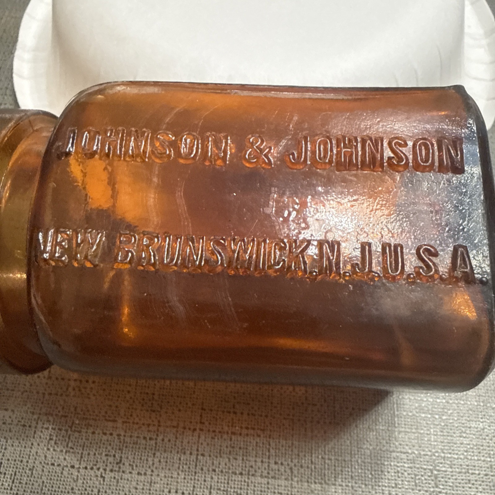 Antique Gauze Jar Johnson & Johnson New Brunswick New Jersey USA 1/2 Pint Rare