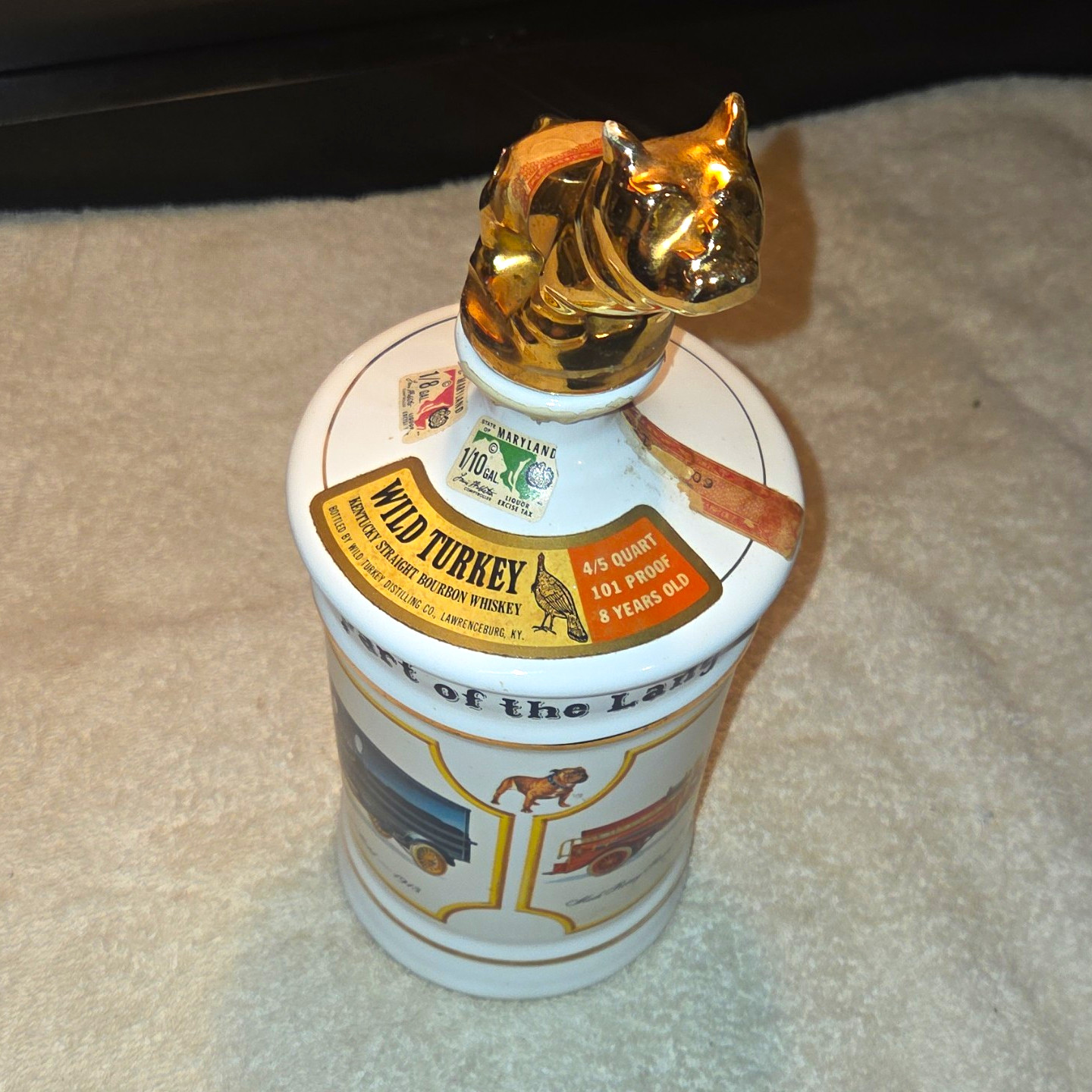 ​Vintage 1975 Wild Turkey Bourbon Mack Trucks 75th Anniversary Gold BulldogEmpty