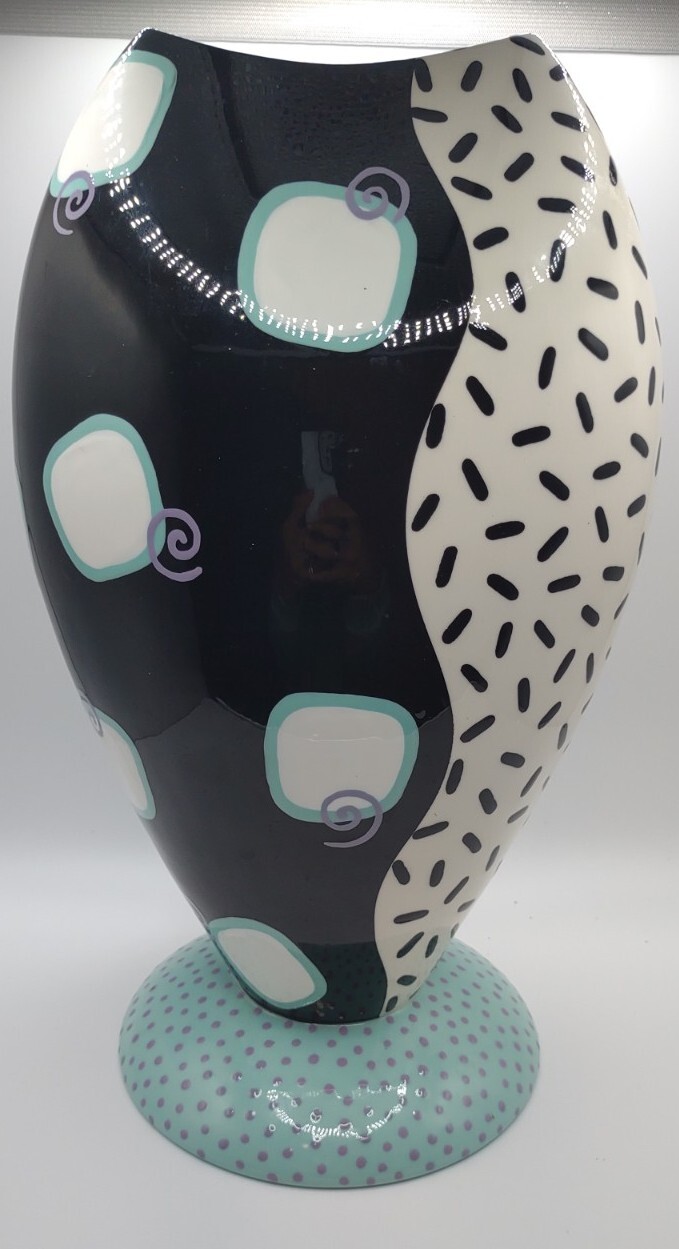Rita Michael Duvall Post Modern Pottery Vase 14 Inch Signed 1992 Vintage Rita Michael Duvall Post Modern Pottery Vase 14 Inch Signed 1992 Vintage