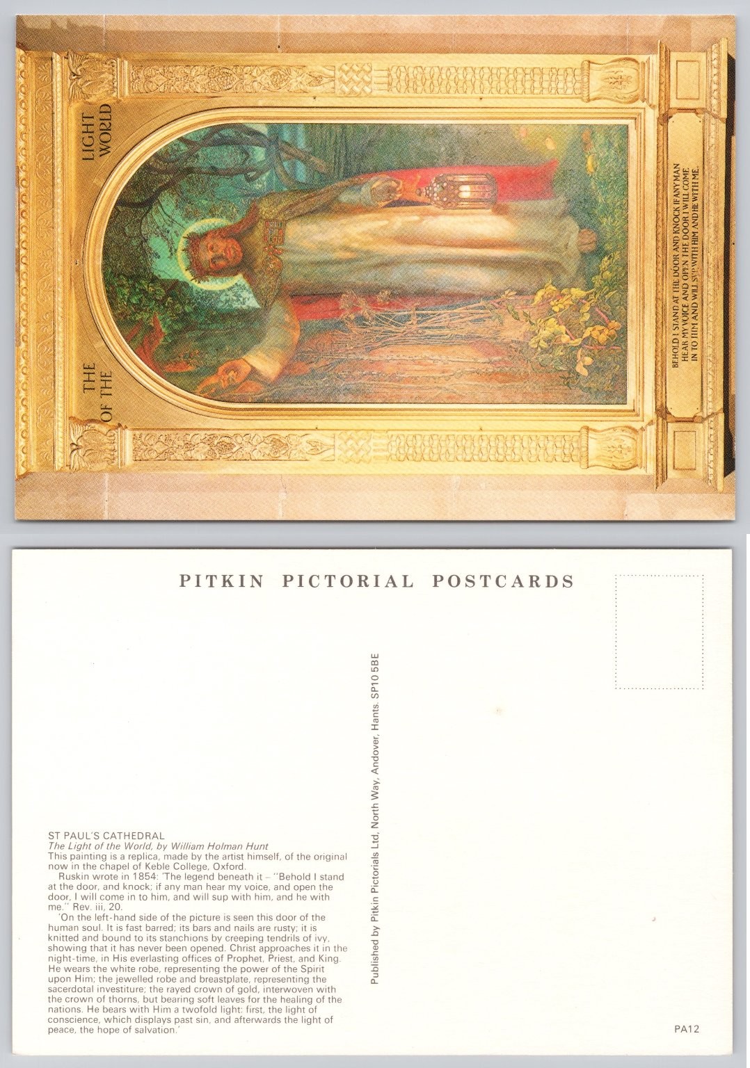 William Holman Hunt The Light of the World Jesus Christ Art Postcard