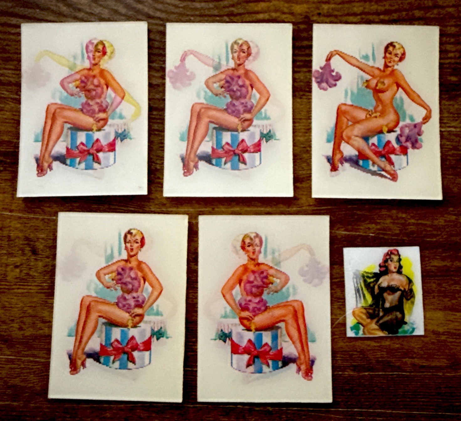 LOT OF 5+ VINTAGE 1950'S BURLESQUE 2 PHASE VARI-VUE RISQUE FAN LADY FLICKER NOS