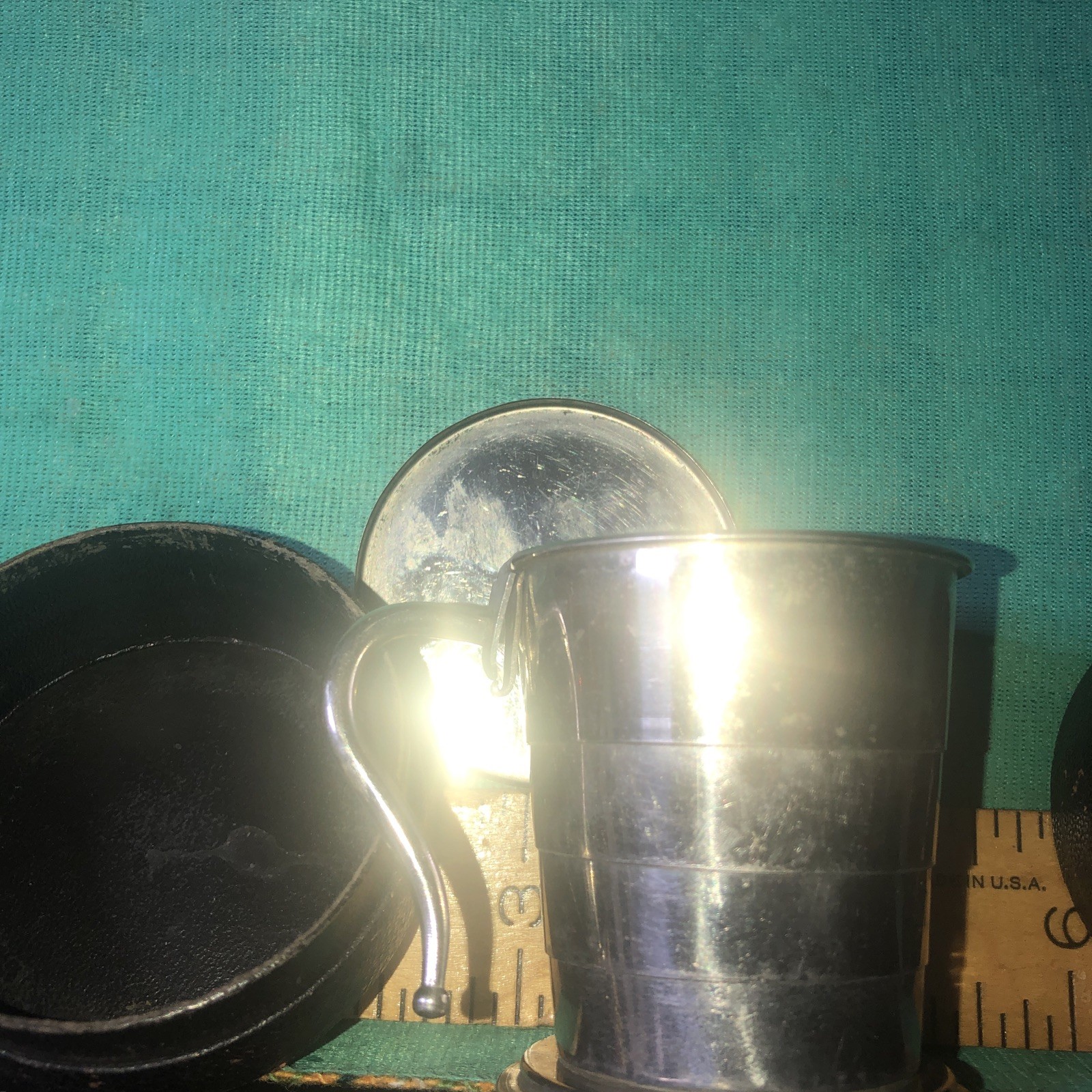Vintage Collapsible Travel Cup With Leather Case lot x
