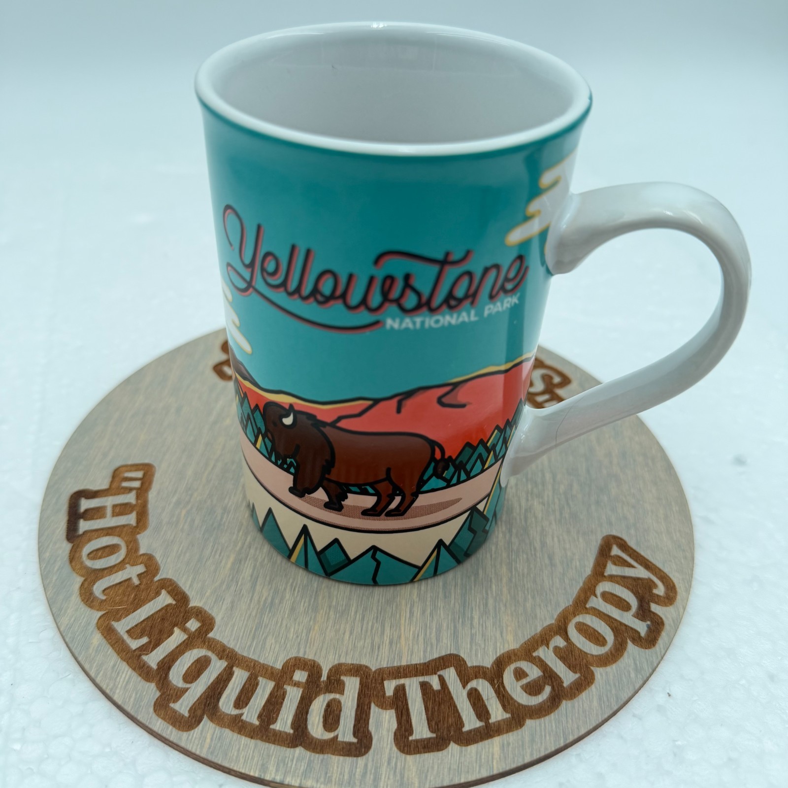 Yellowstone General Stores Coffee Cup Mug Bison Old Faithful Souvenir Teal Art Yellowstone General Stores Coffee Cup Mug Bison Old Faithful Souvenir Teal Art