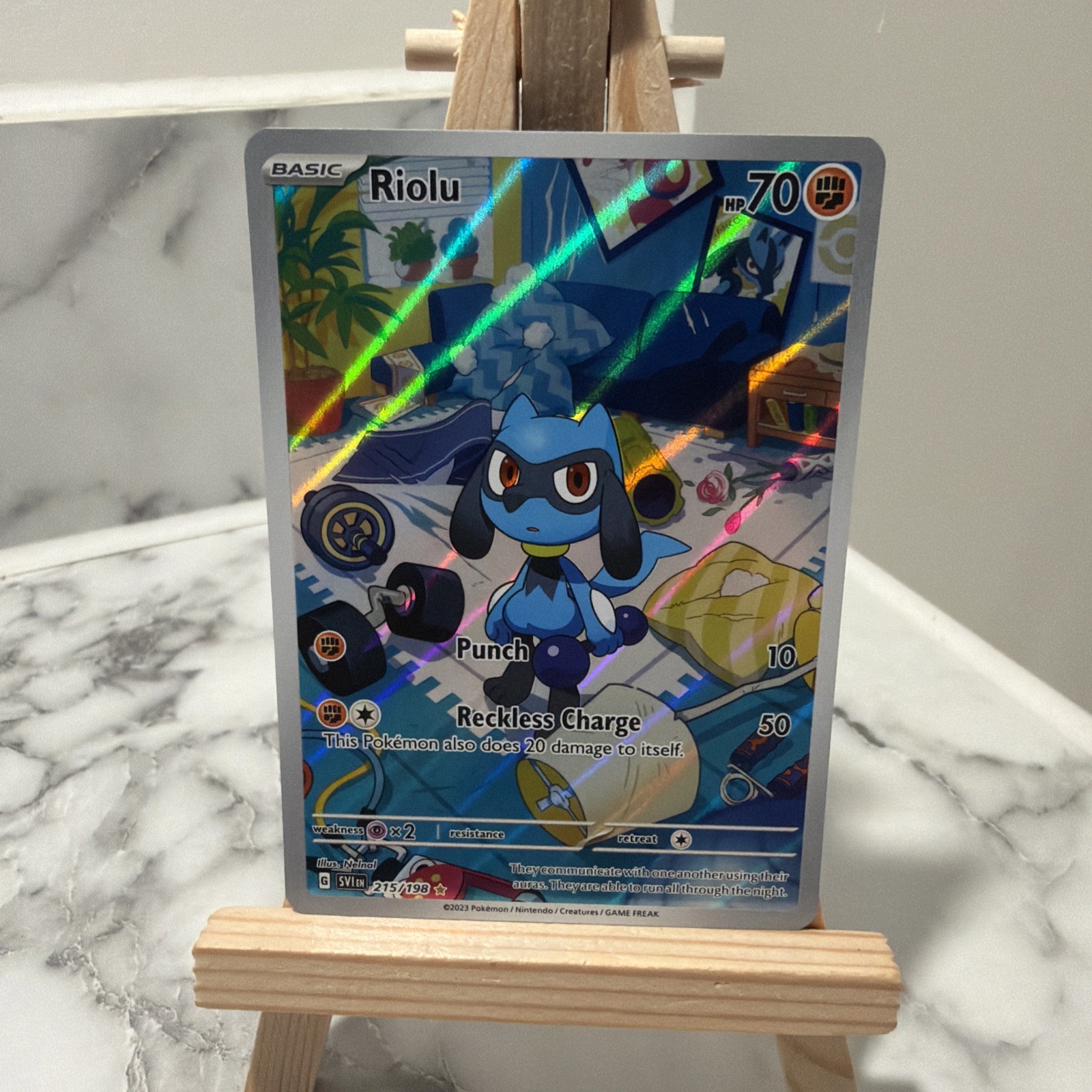 Pokémon TCG Riolu Card 215/198 Scarlet Violet Illustration Rare NM/M
