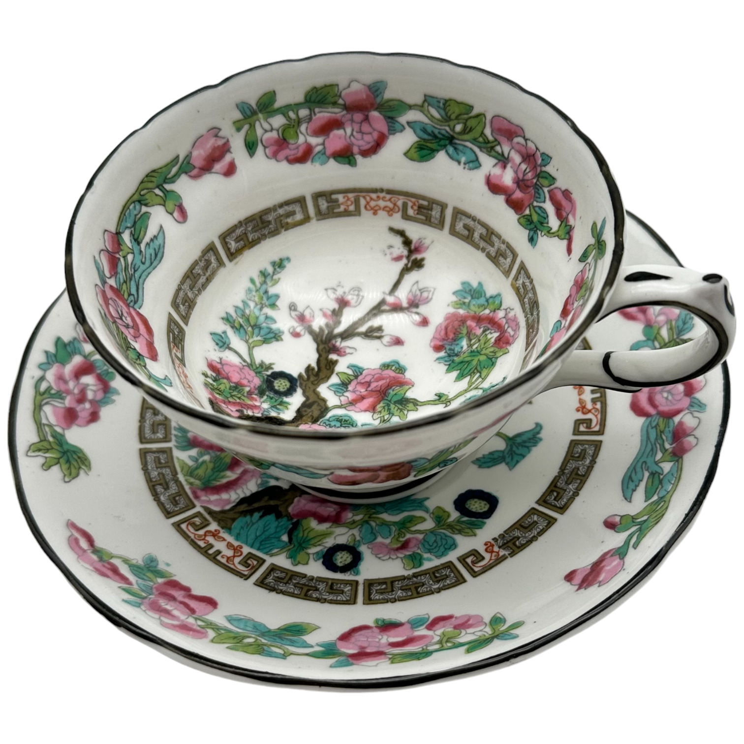 Copelands Grosvenor China England Tea Cup and Saucer Set Tree of Life & Floral