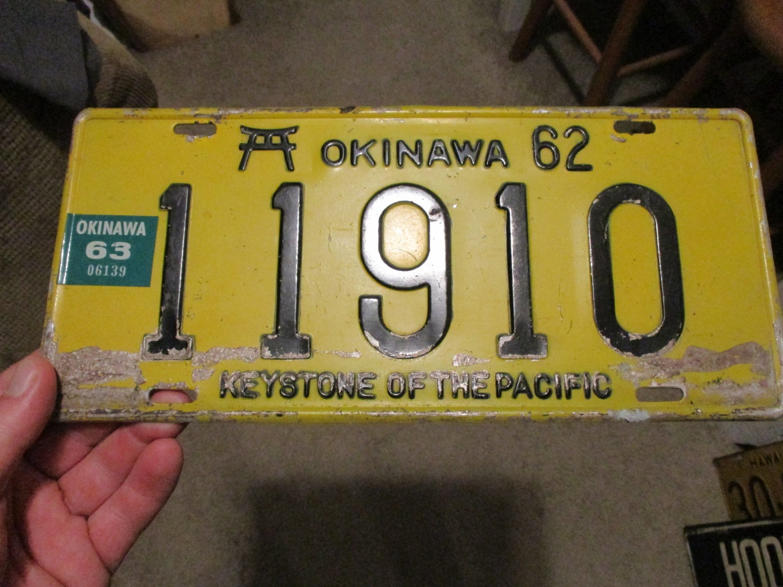 1962 1963 OKINAWA JAPAN KEYSTONE TO THE PACIFIC LICENSE PLATE