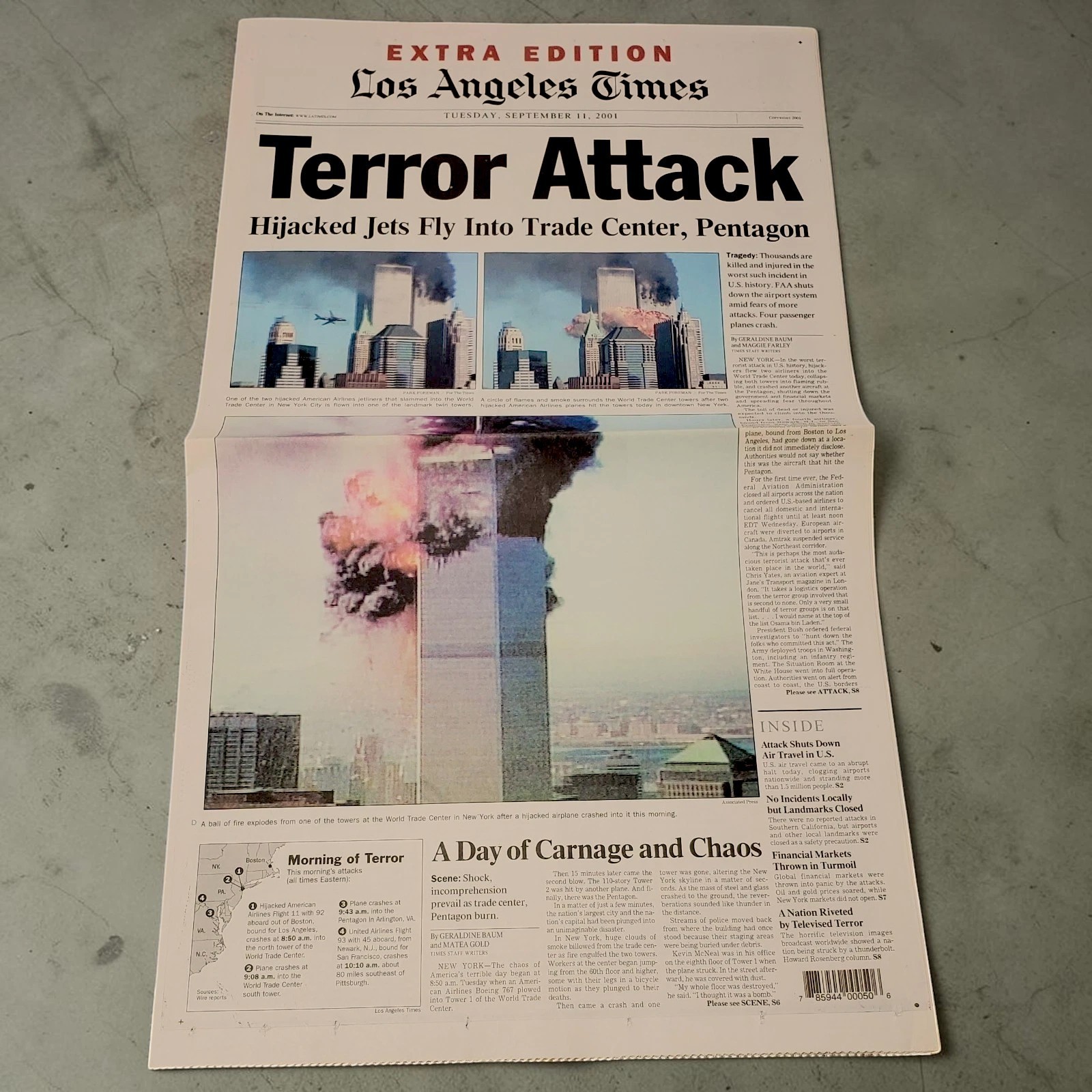 World Trade Center 9/11/2001 Los Angeles Times Newspaper - Late EXTRA 1st Issue
